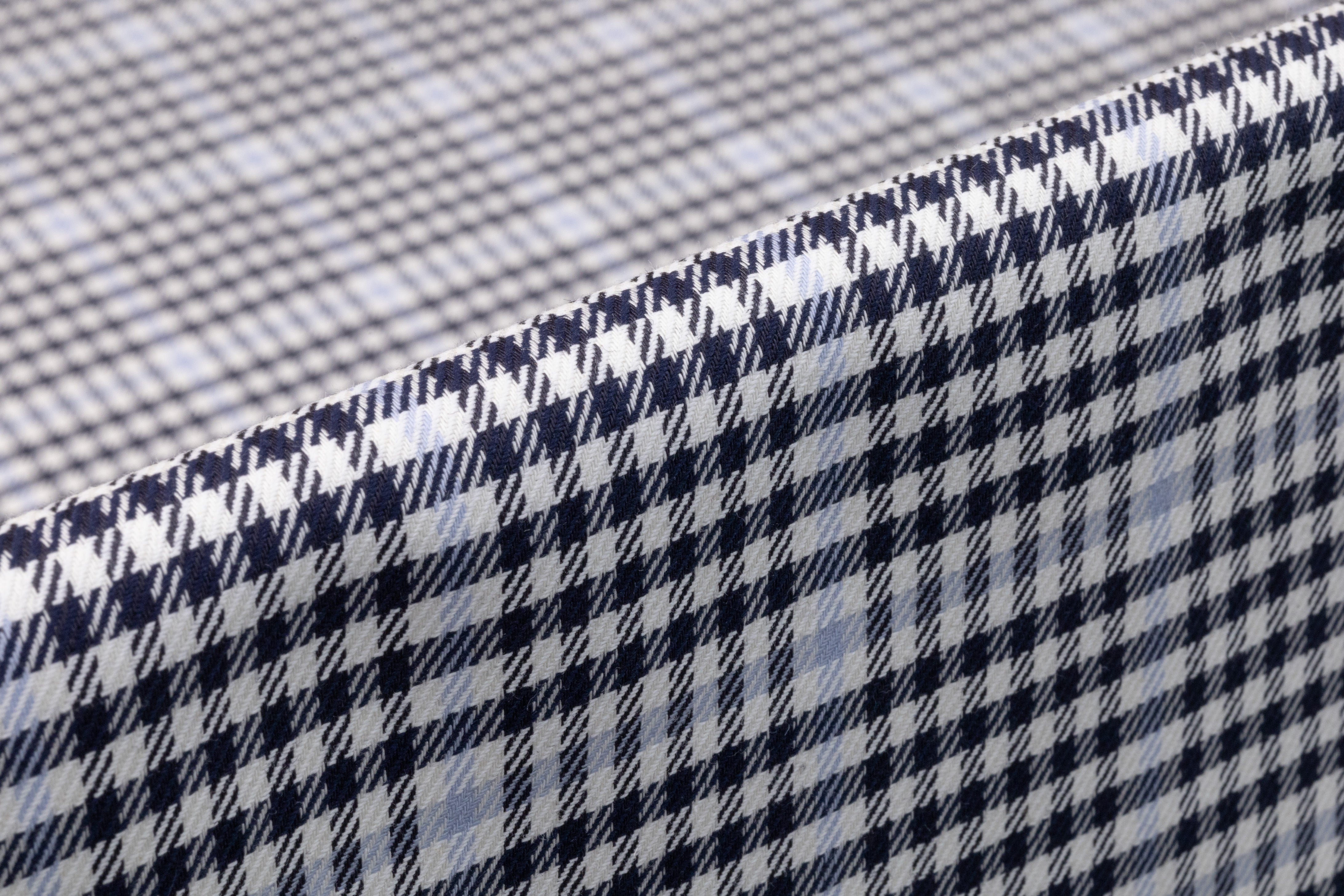 Checked Italian Wool Suiting - Blue / Off White