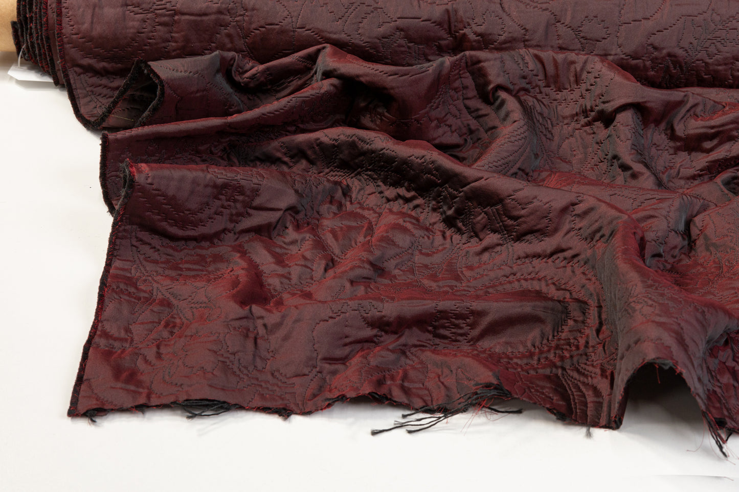 Abstract Quilted Polyester - Iridescent Black and Red