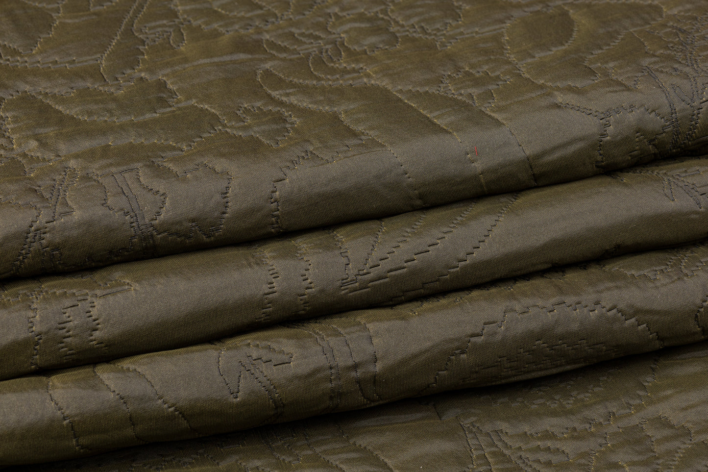 Abstract Quilted Polyester - Iridescent Olive and Black