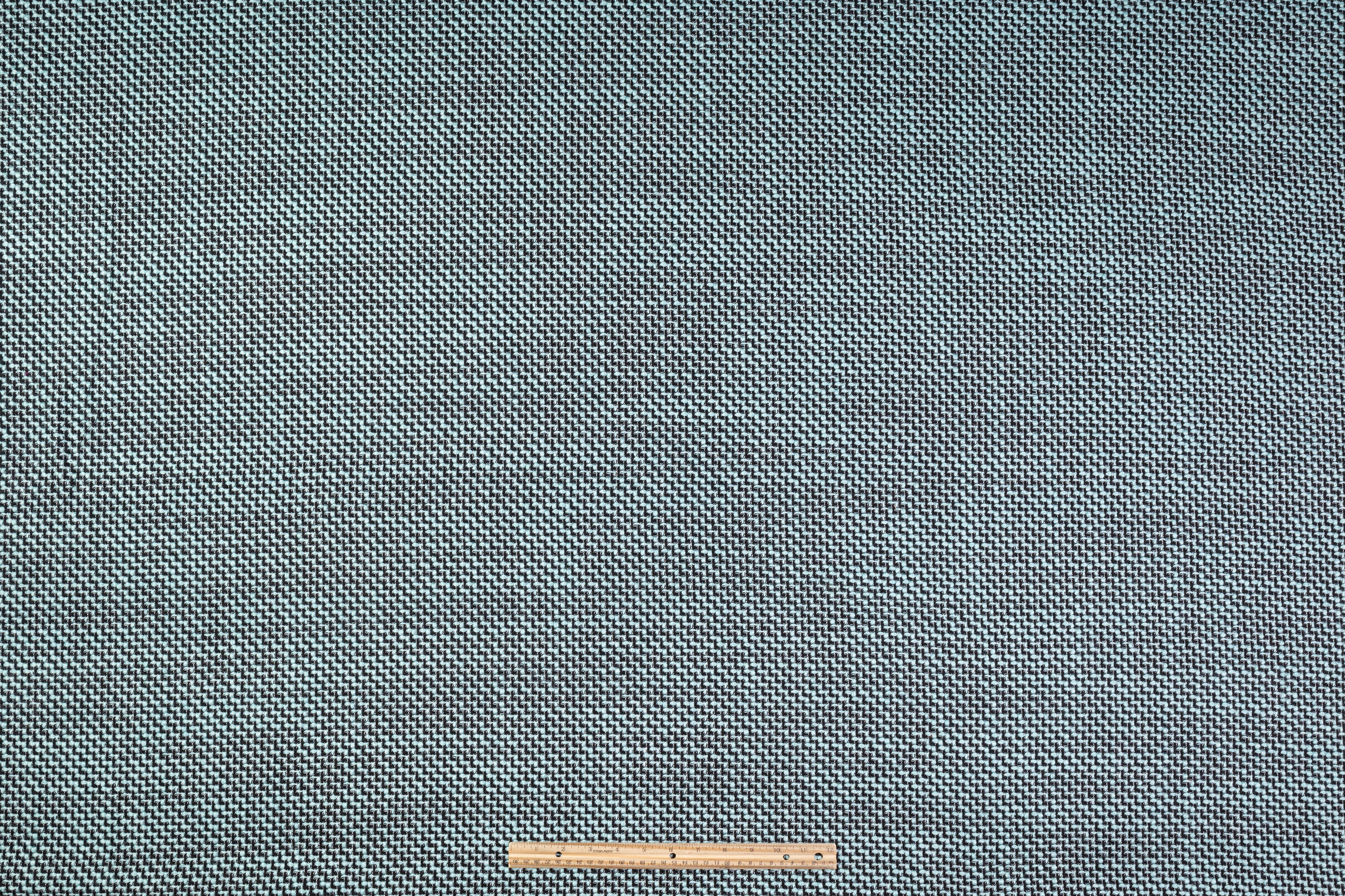 Italian Wool Cotton Blend Tweed - Blue / Black