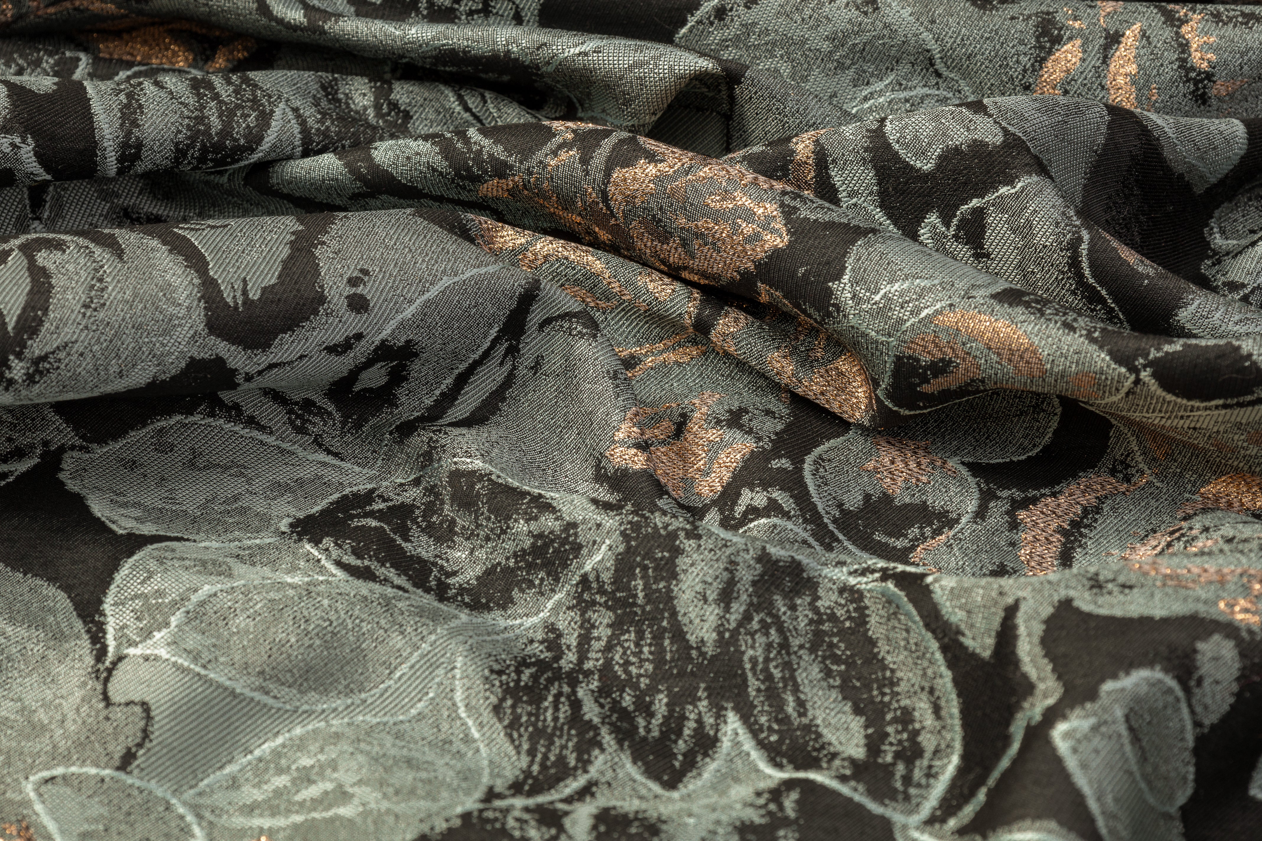 Floral Metallic Brocade - Sage / Rose Gold