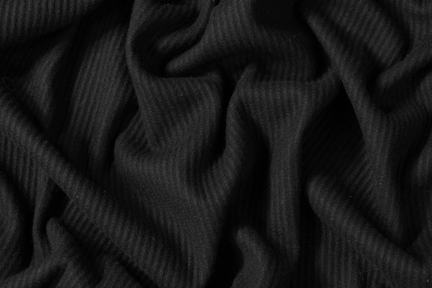 Ribbed Italian Wool Nylon Coating - Black