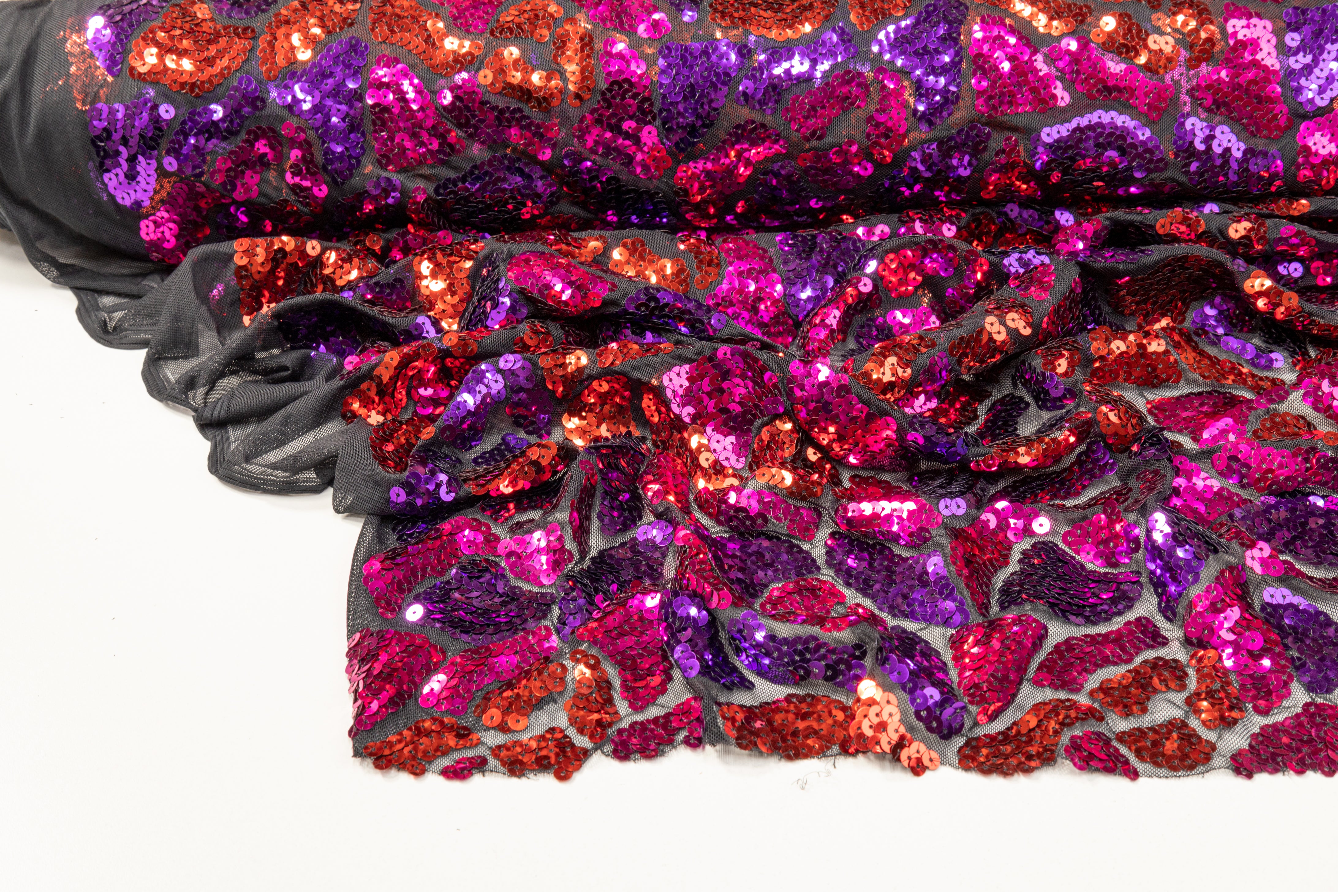 Sequined Mesh - Purple / Magenta / Red