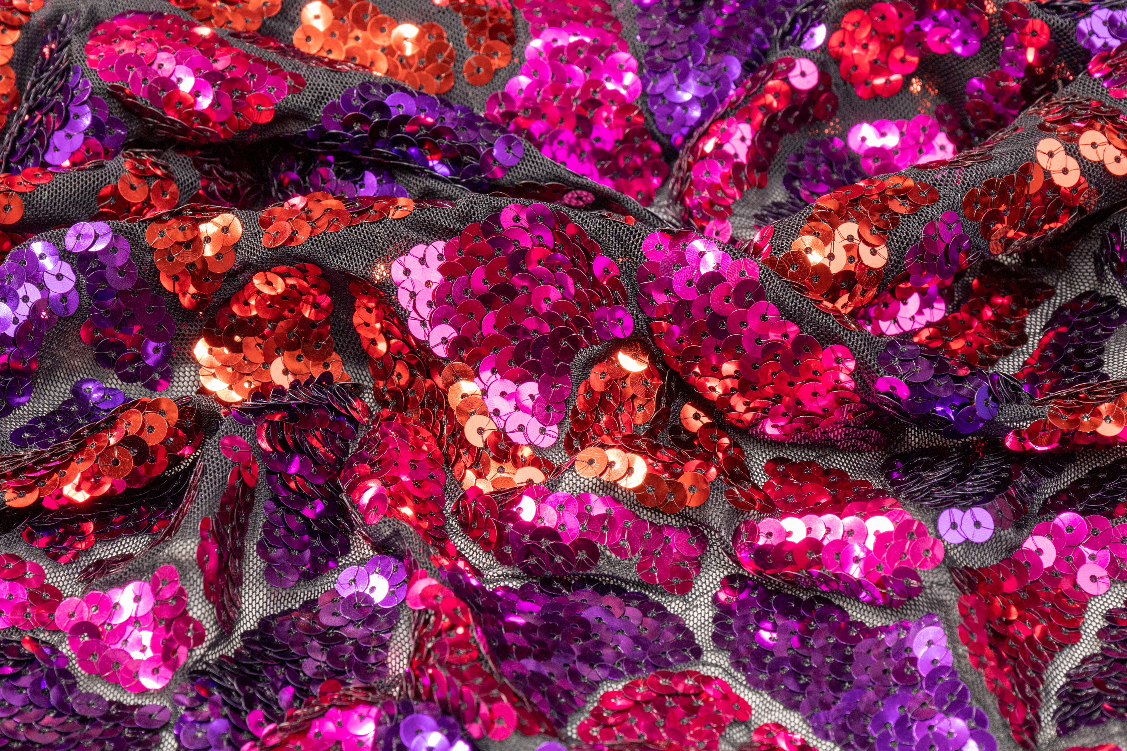 Sequined Mesh - Purple / Magenta / Red
