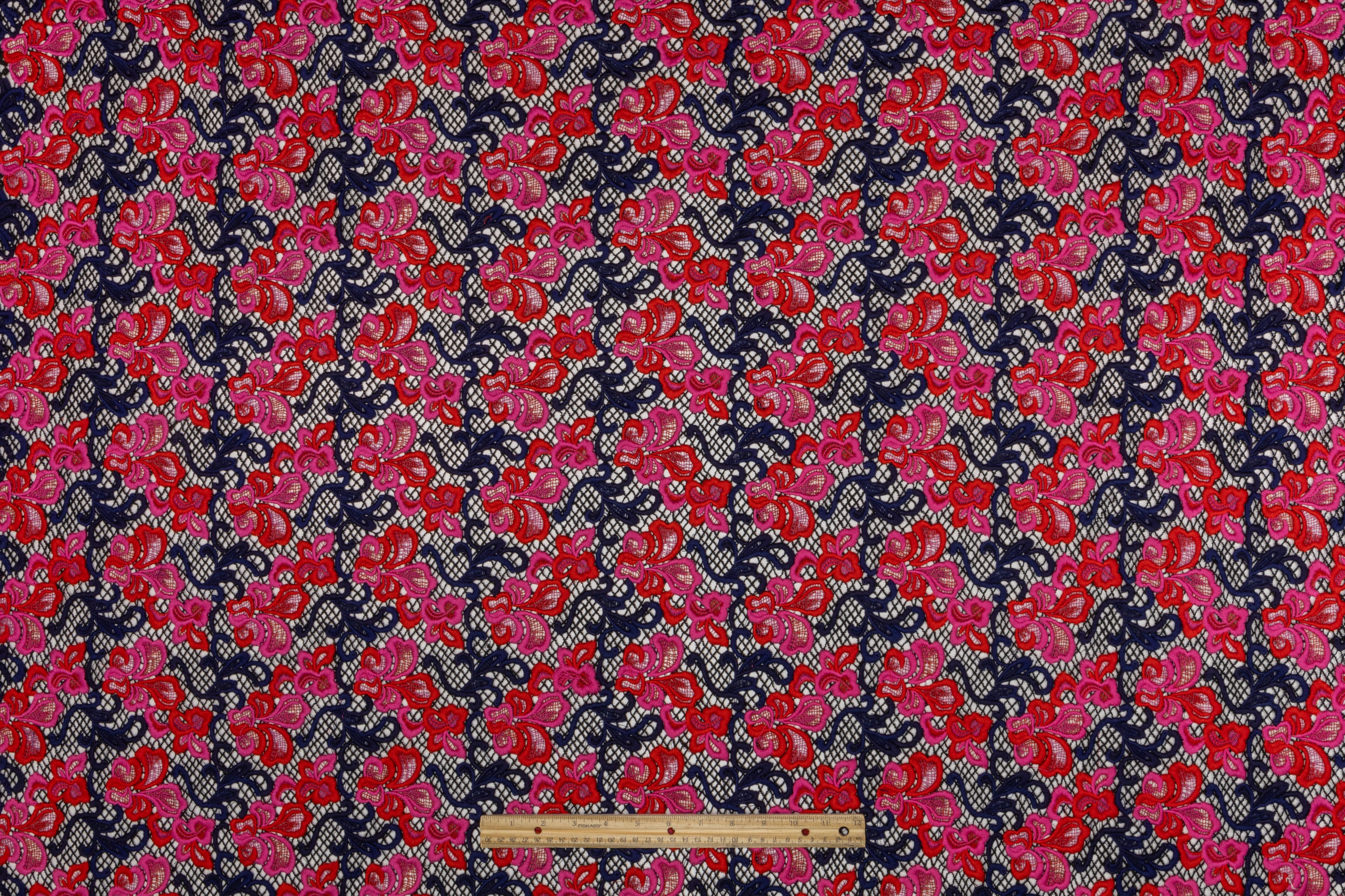Floral Italian Guipure Lace - Navy / Red / Pink / Black