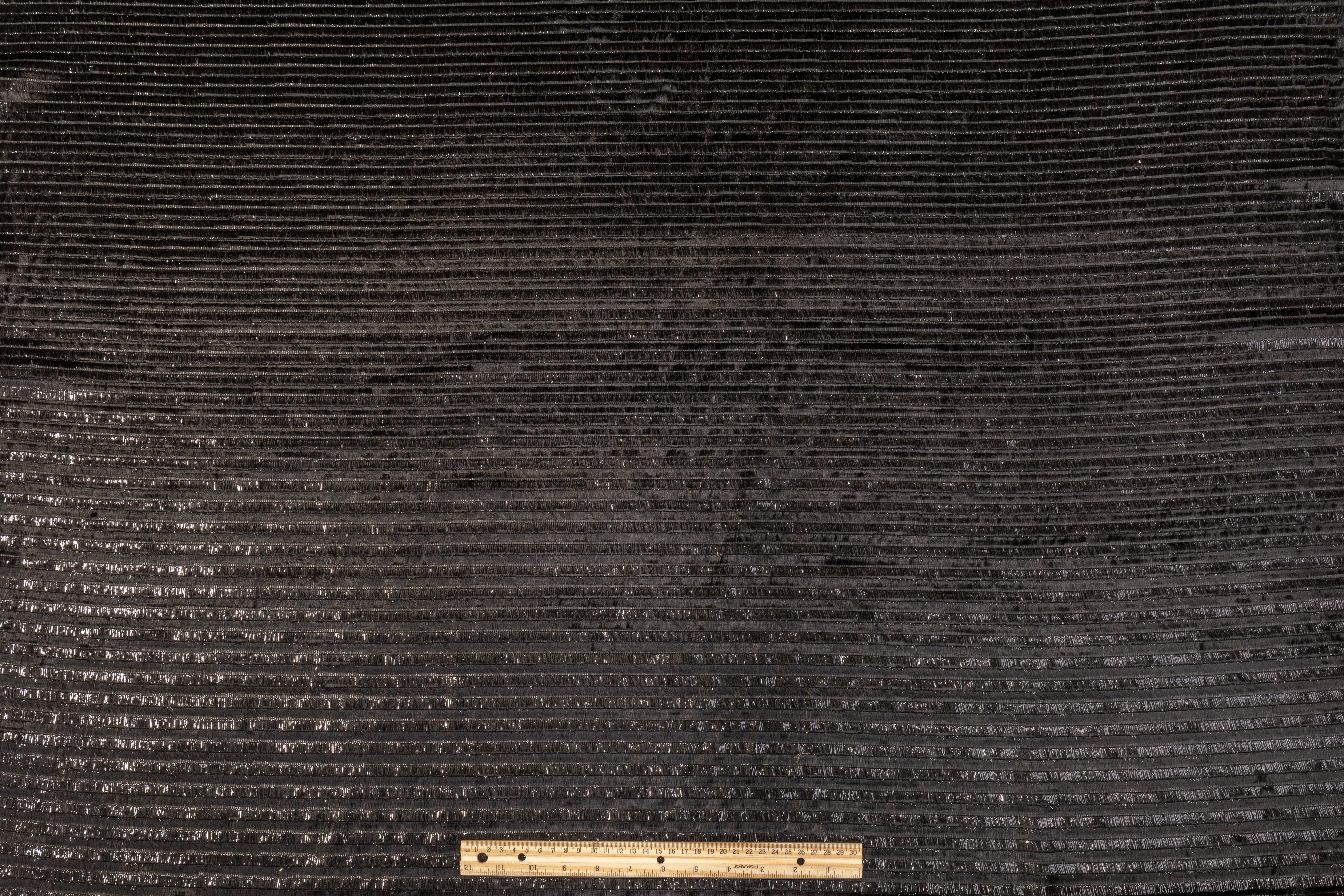 Metallic Striped Polyester Chiffon - Black