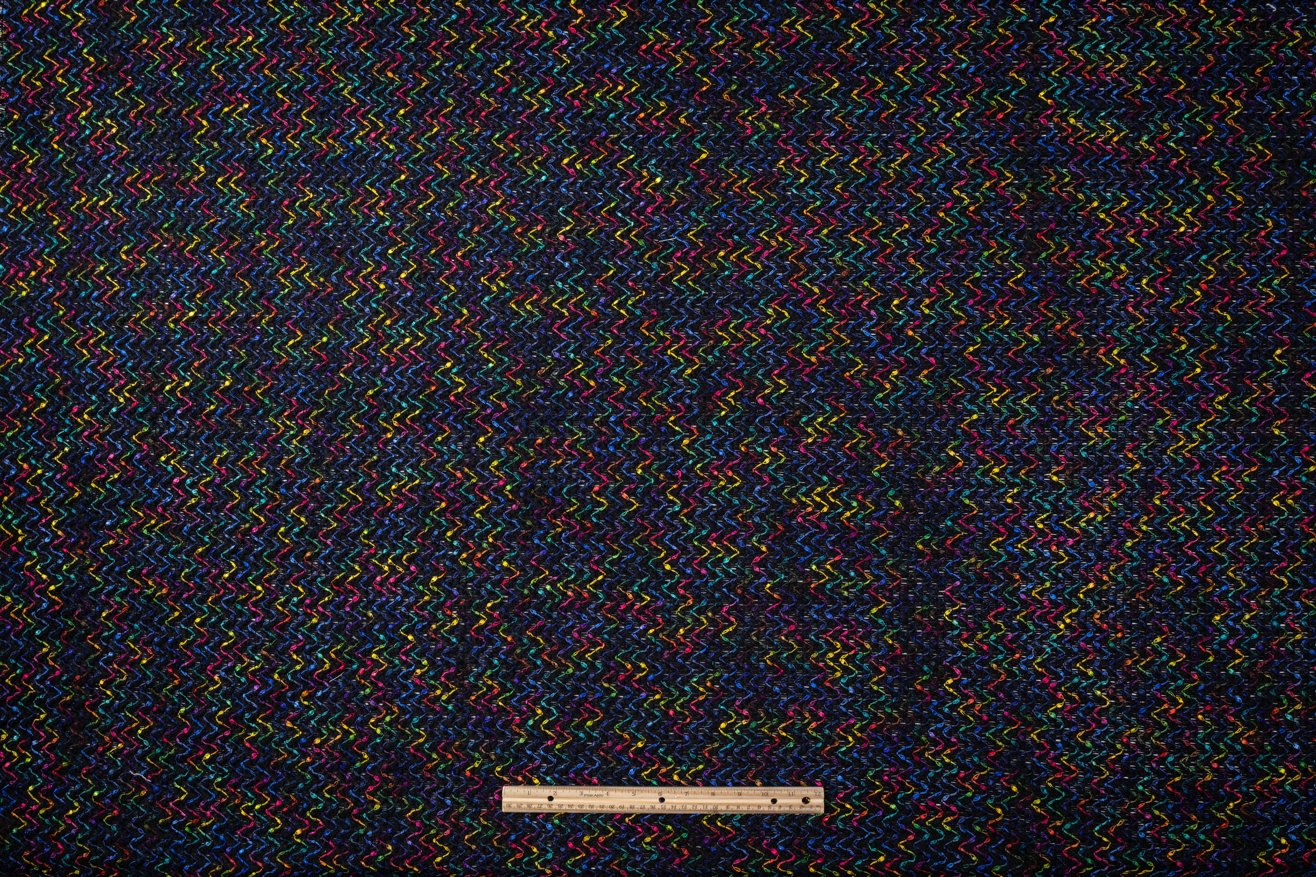 Italian Chevron Wool Blend Tweed - Black / Multicolor