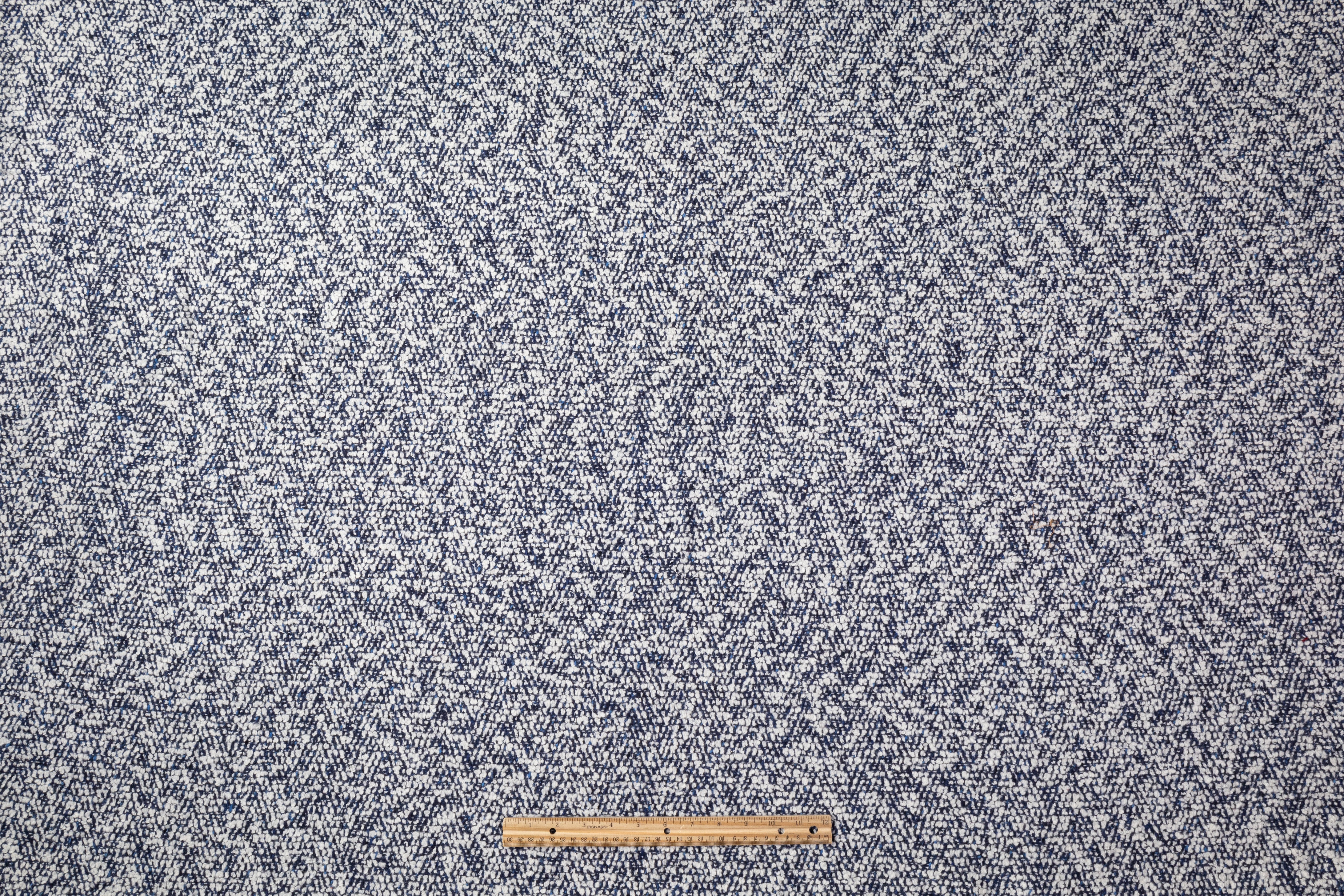 Italian Wool Blend Tweed Coating - Blue / White
