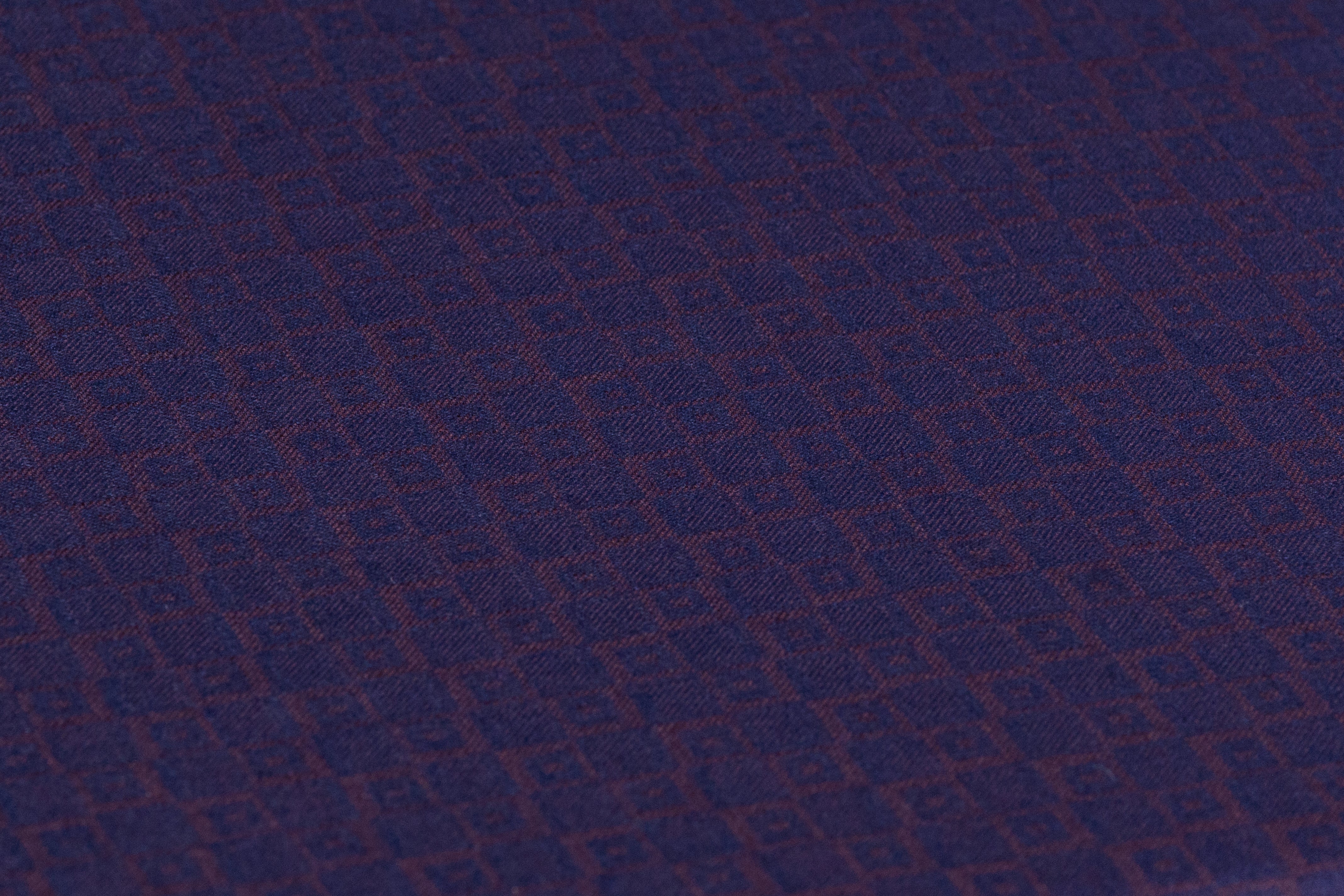 Geometric Italian Wool Viscose Jacquard Suiting - Navy / Plum