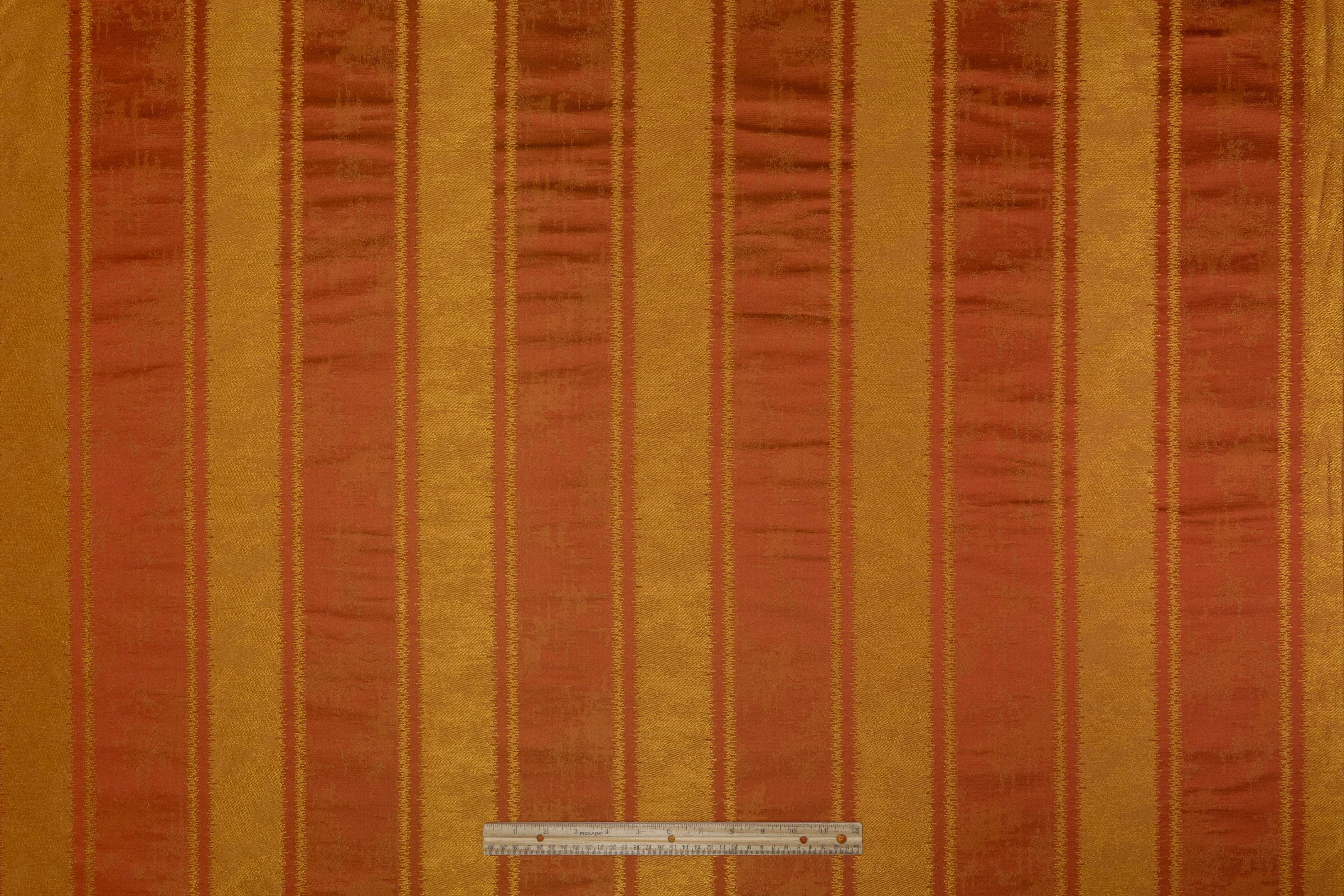 Striped Italian Silk Viscose Brocade - Gold / Rust