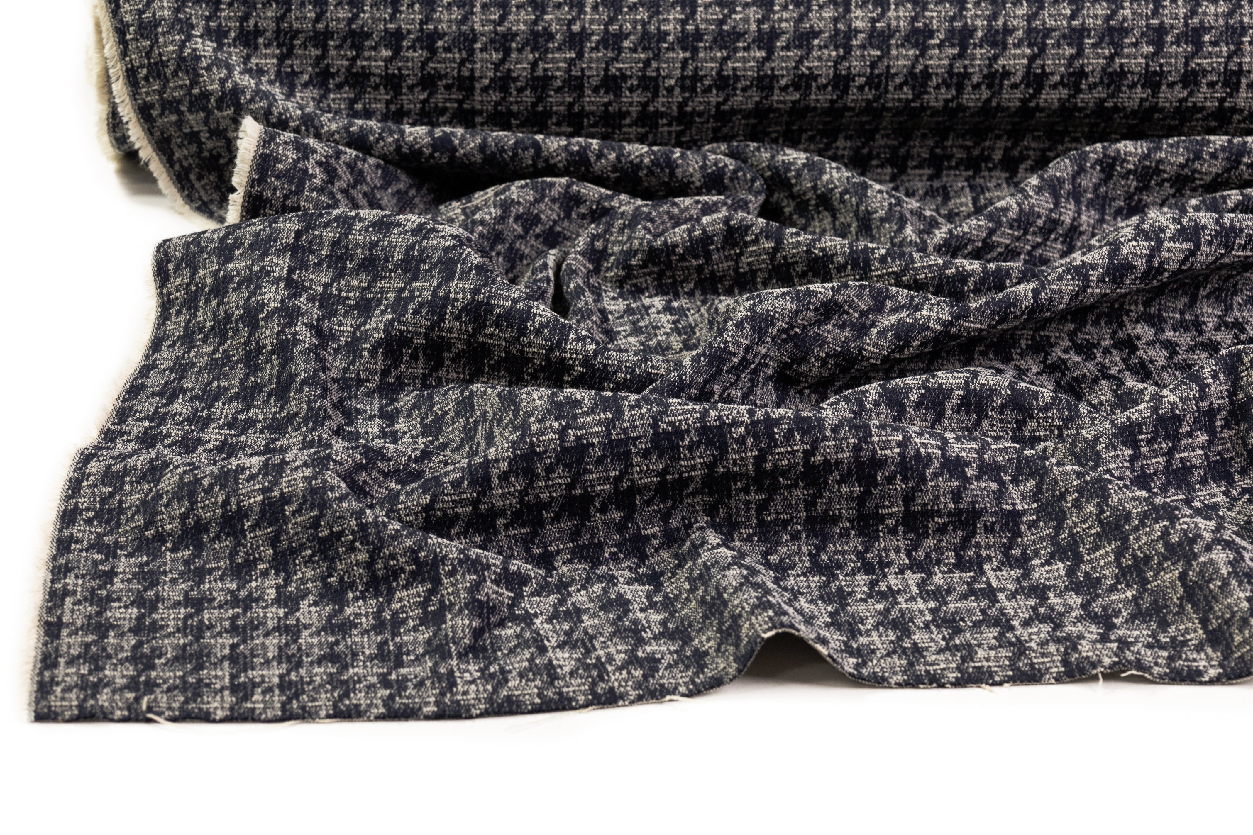 Armani - Houndstooth Italian Chenille Brocade - Blue / Off White