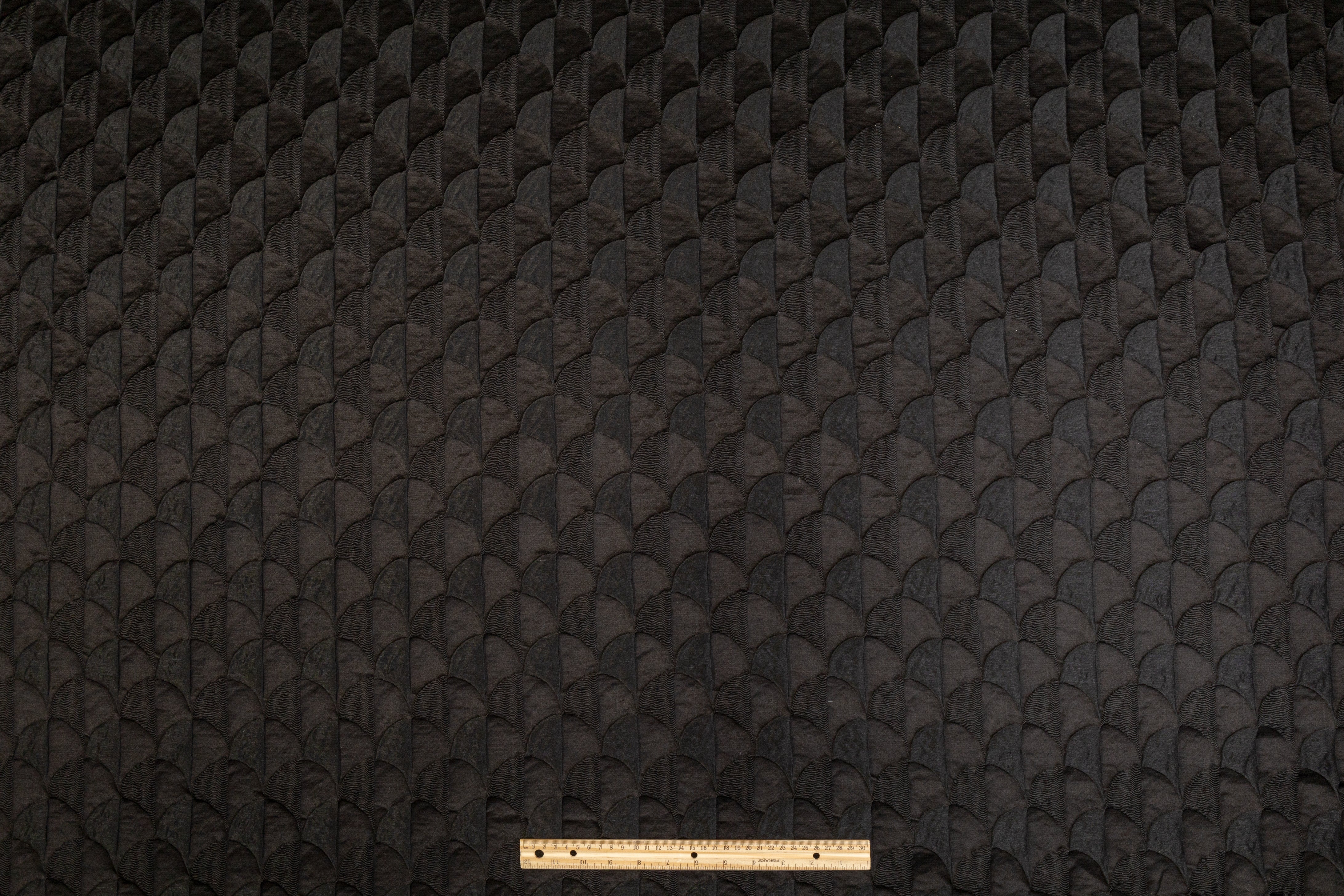 Textured Silk Viscose Brocade - Black