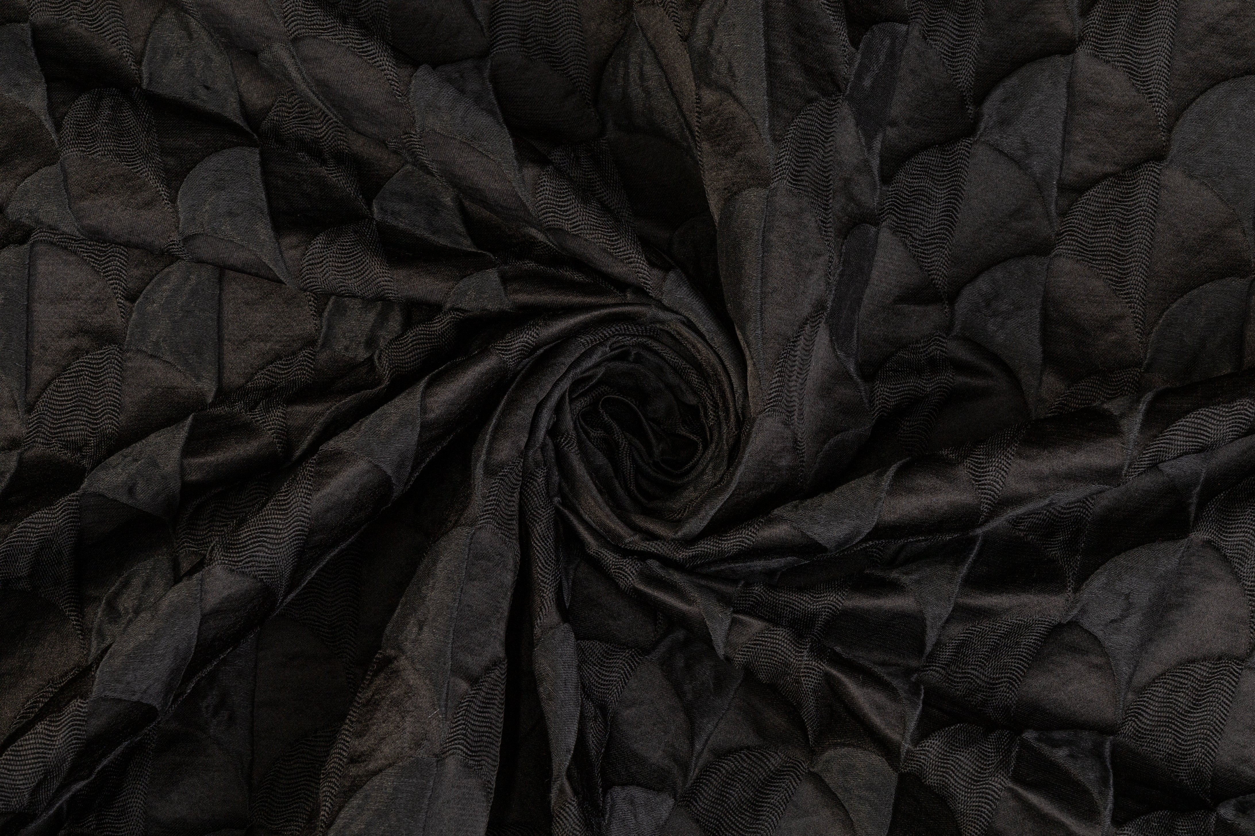 Textured Silk Viscose Brocade - Black