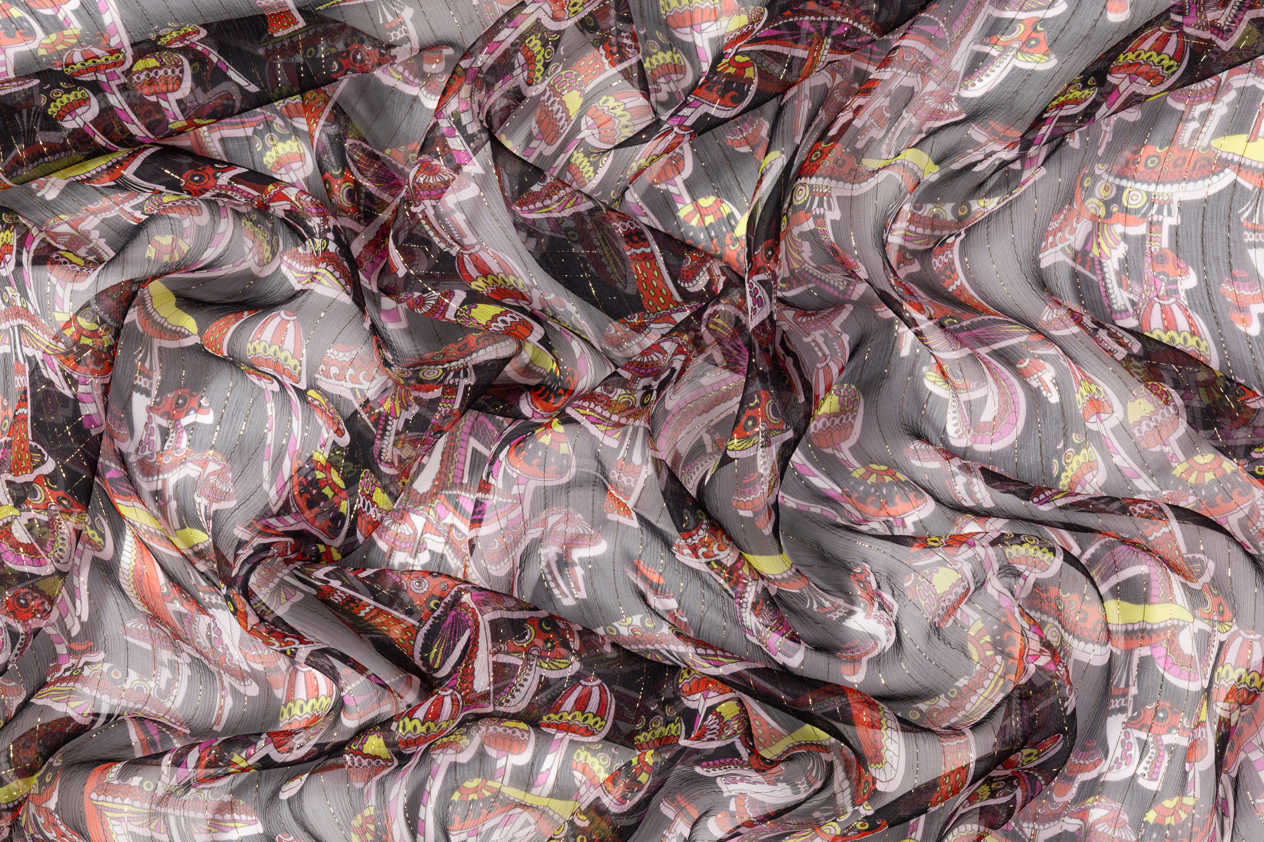 Giambattista Valli - Crinkled Metallic Italian Silk Chiffon - Black