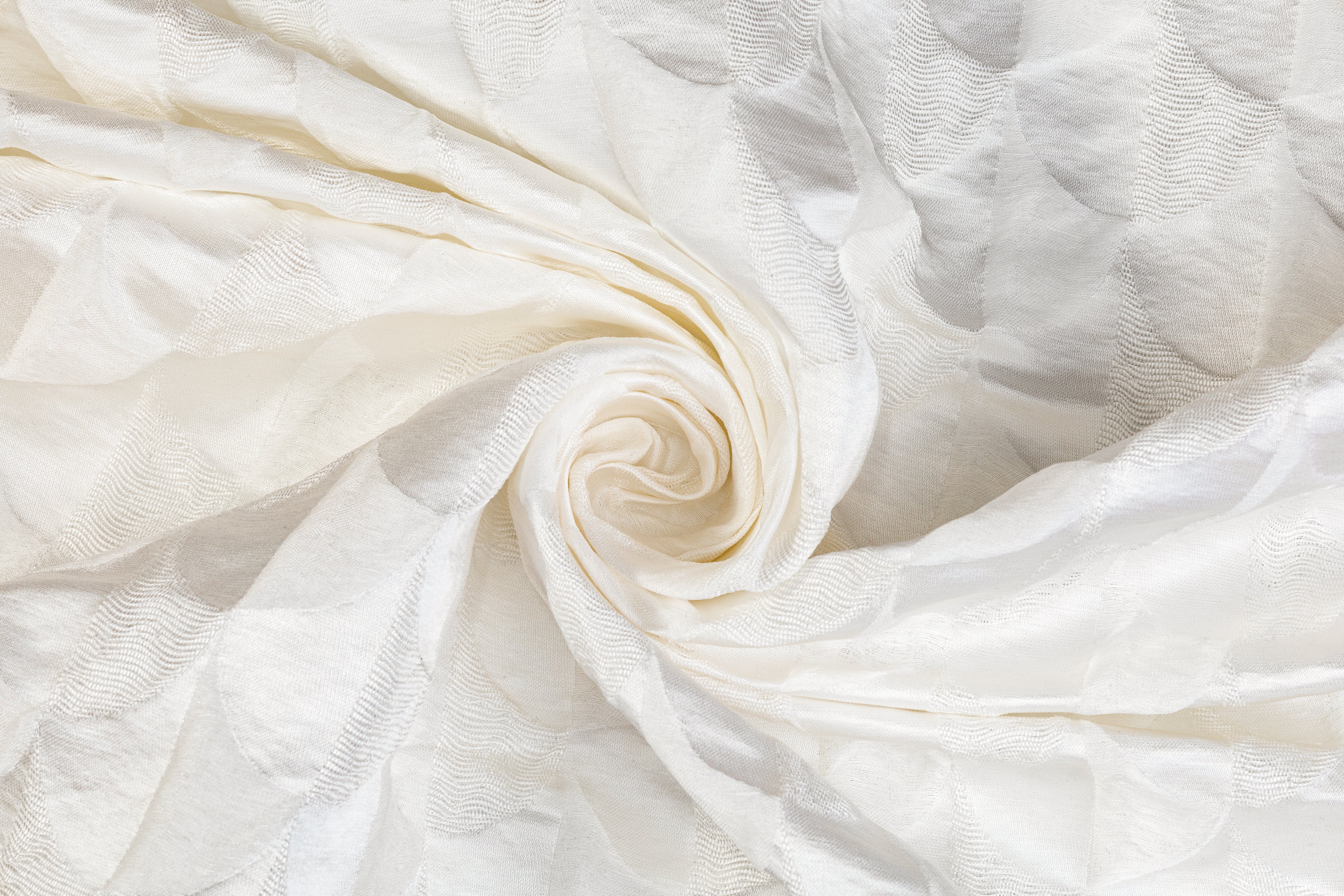 Textured Silk Viscose Brocade - Off White