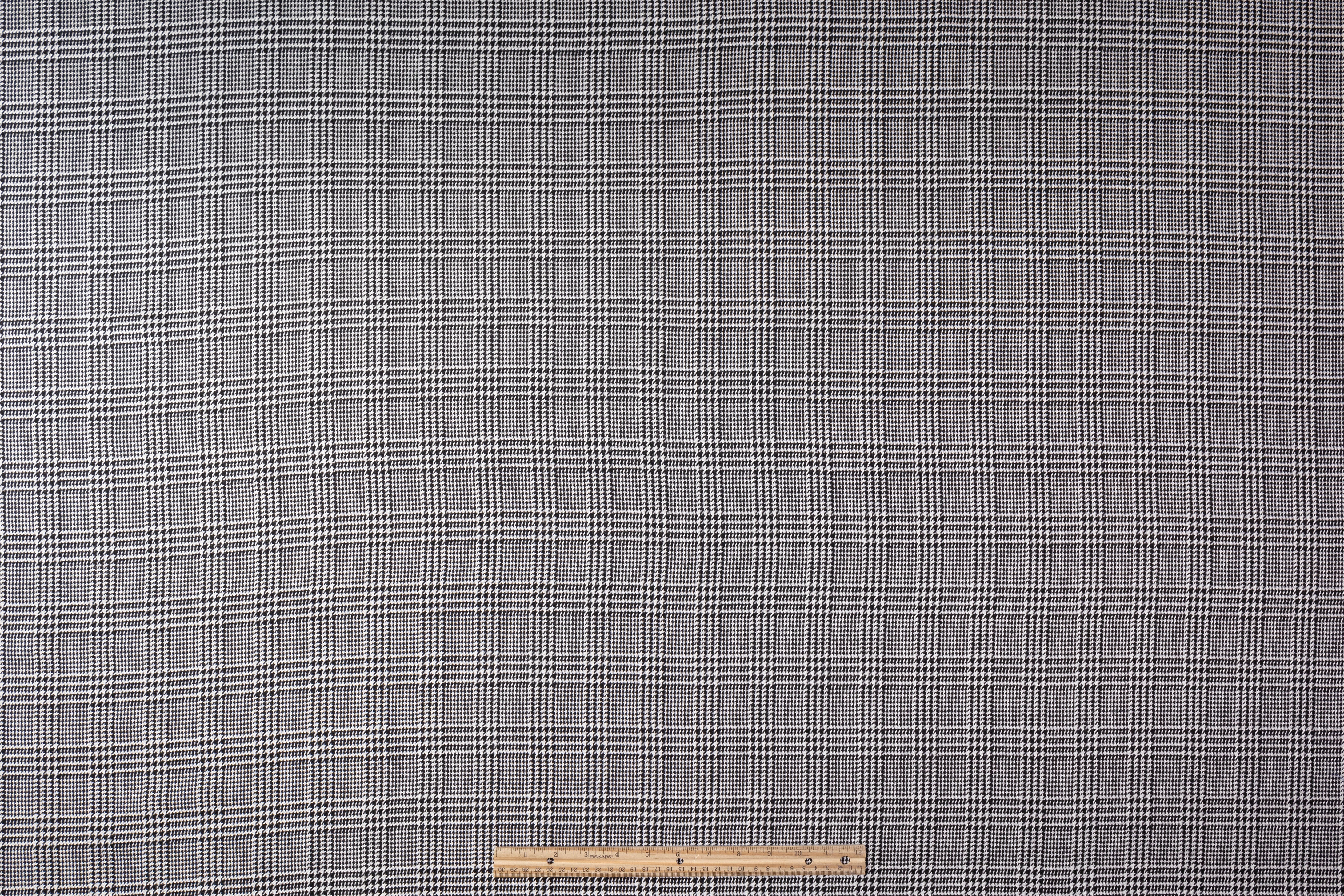 Glen Check Italian Wool Viscose Suiting - Black / White