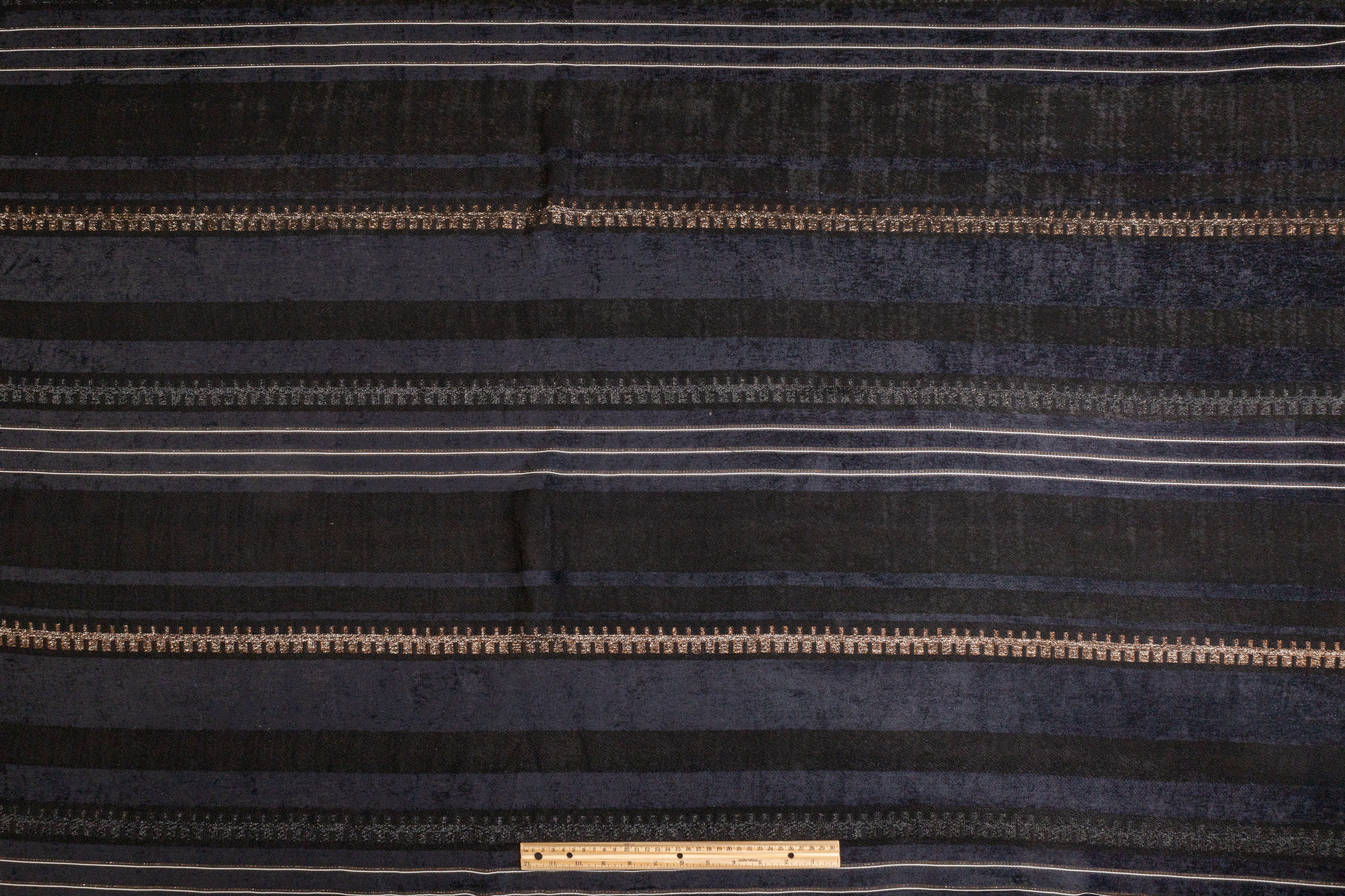 Metallic Chenille Novelty Jacquard - Navy / Black