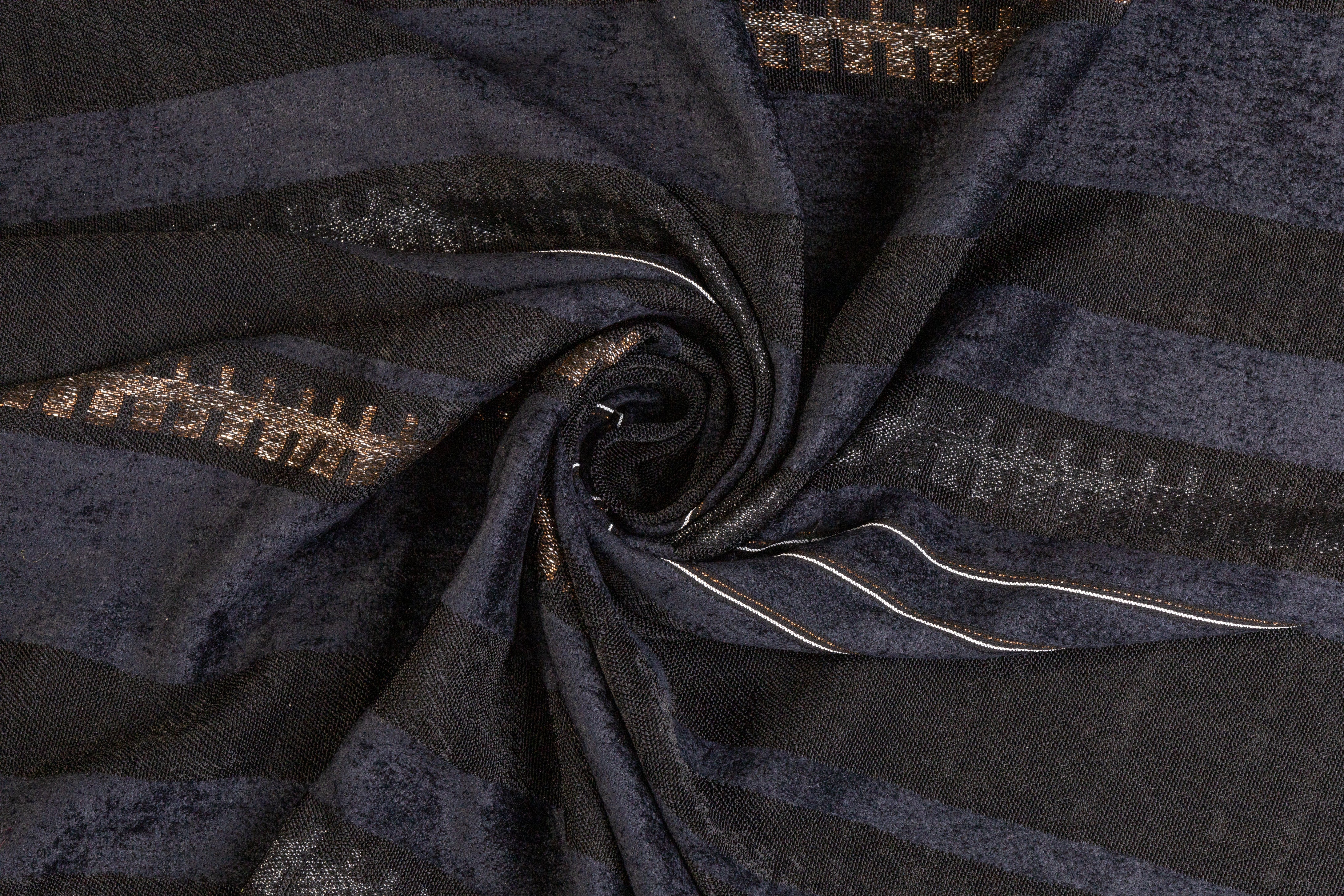 Metallic Chenille Novelty Jacquard - Navy / Black
