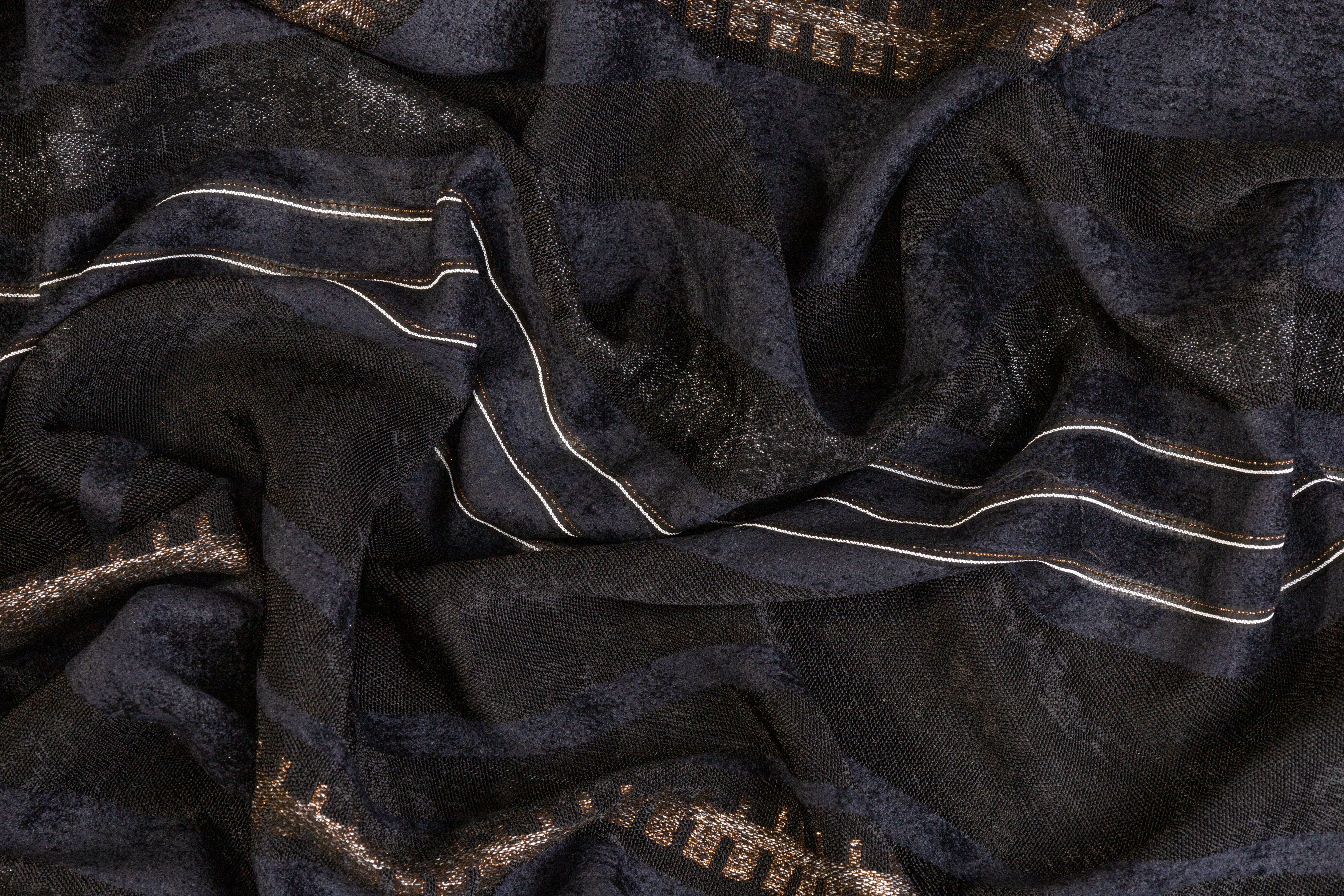 Metallic Chenille Novelty Jacquard - Navy / Black