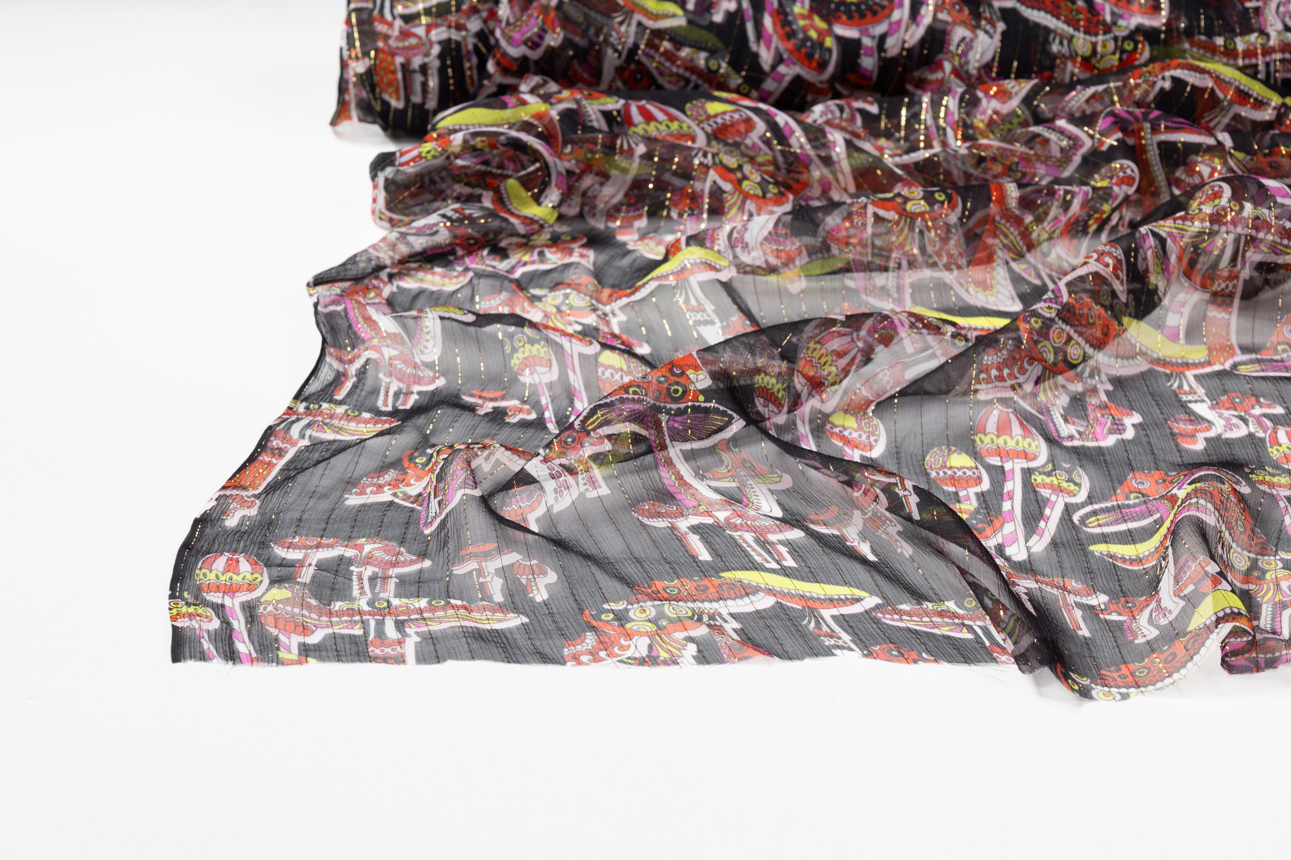 Giambattista Valli - Crinkled Metallic Italian Silk Chiffon - Black