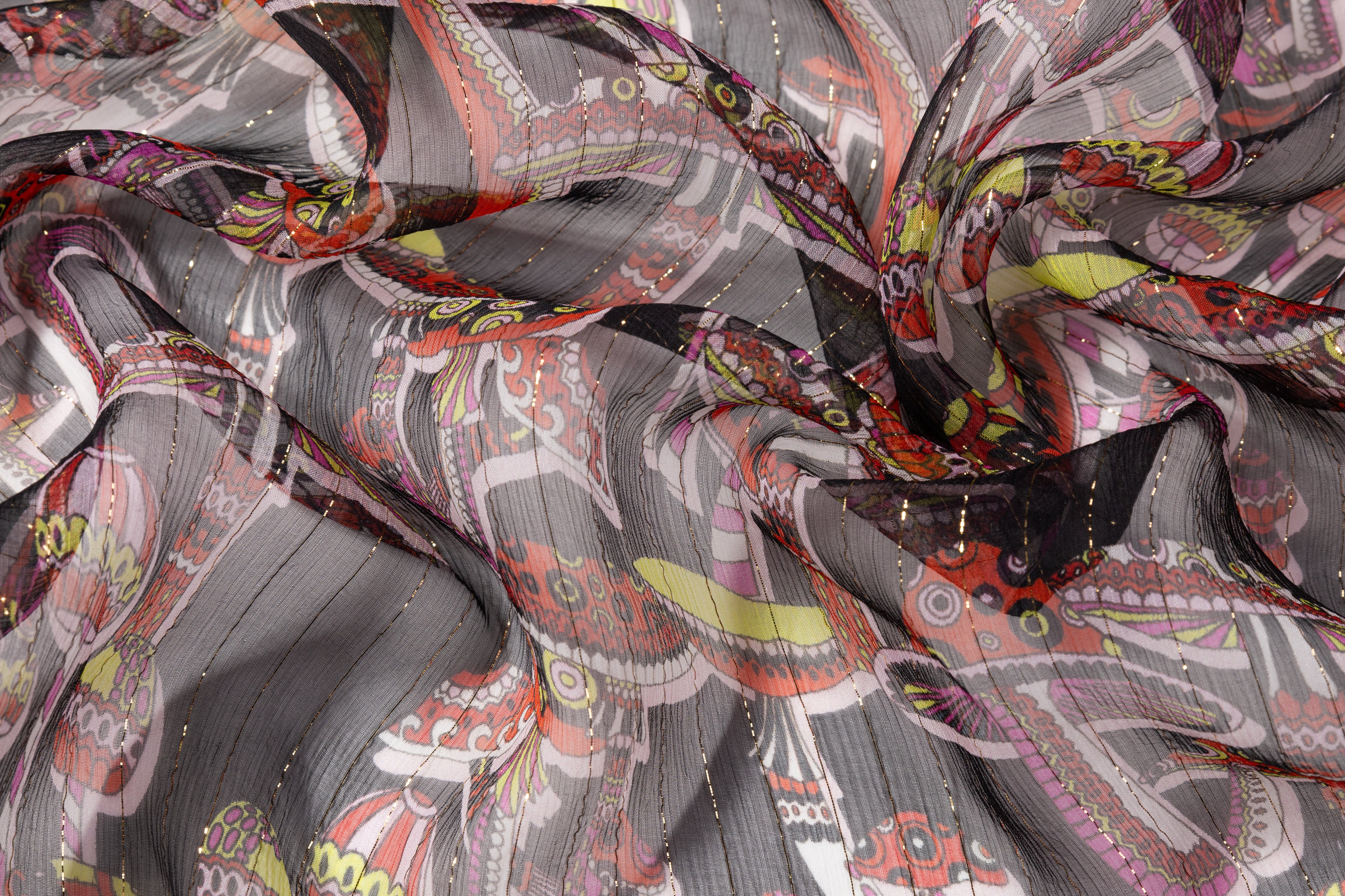 Giambattista Valli - Crinkled Metallic Italian Silk Chiffon - Black