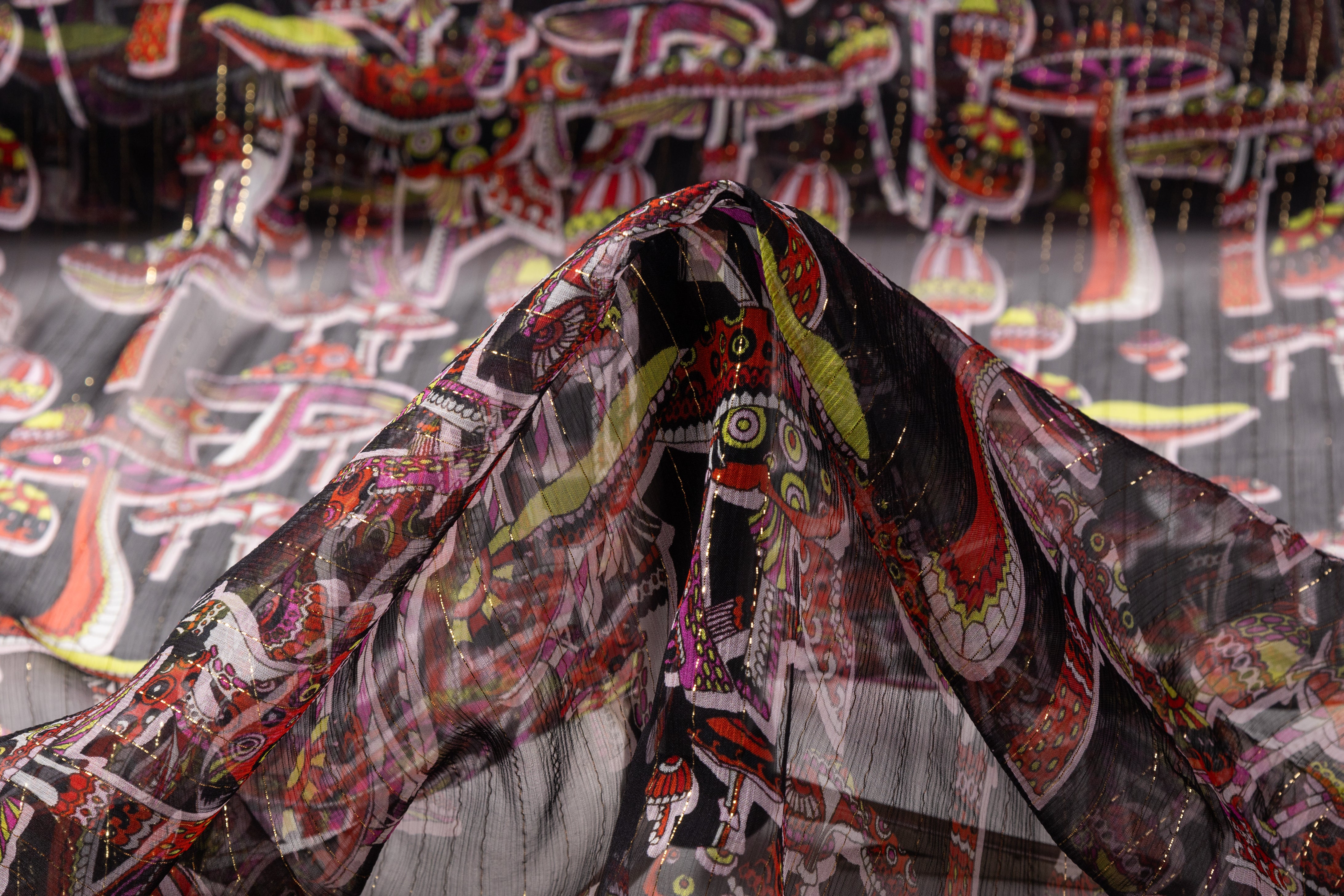 Giambattista Valli - Crinkled Metallic Italian Silk Chiffon - Black