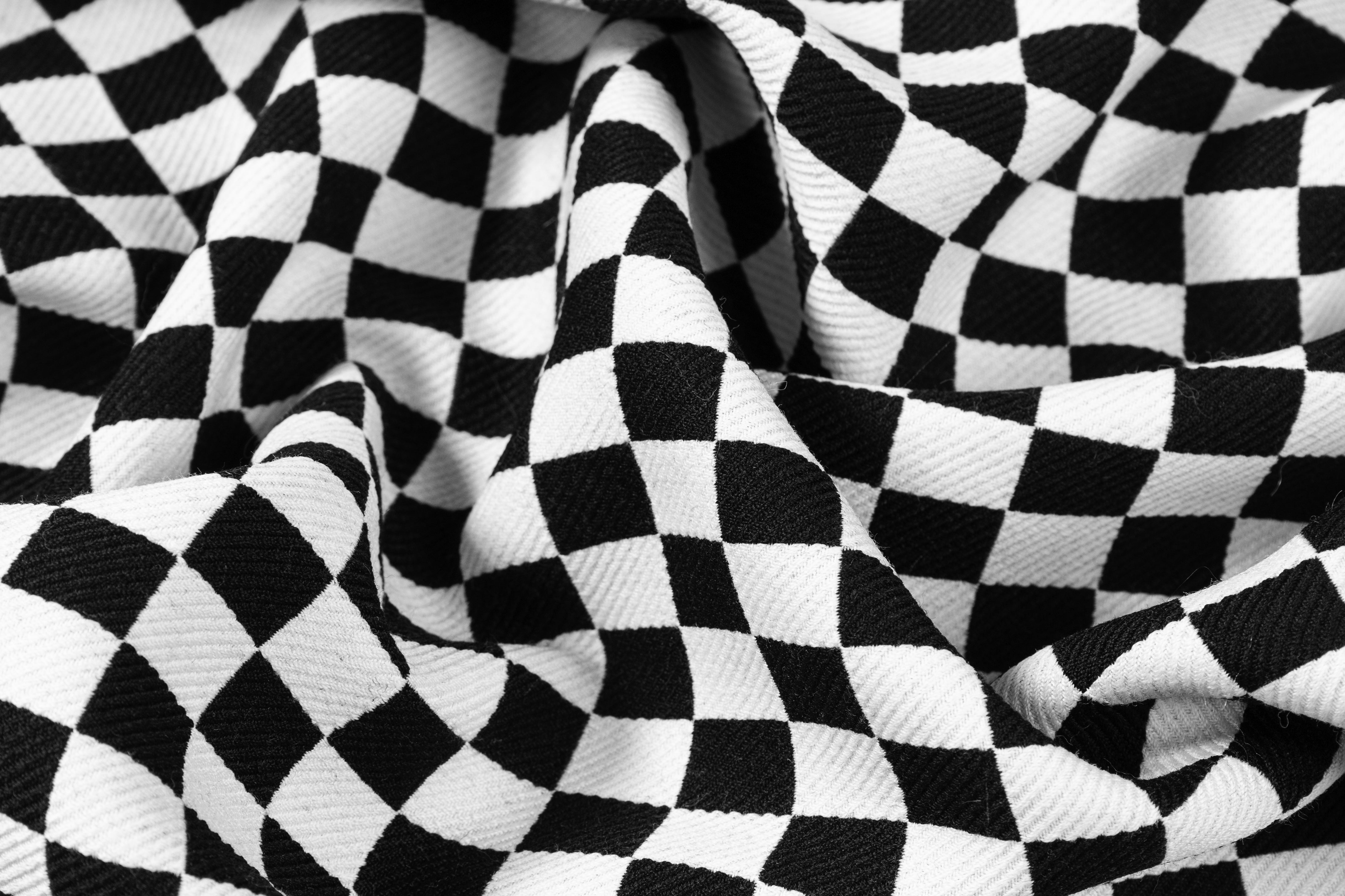 Checkered Italian Wool Twill - Black / White