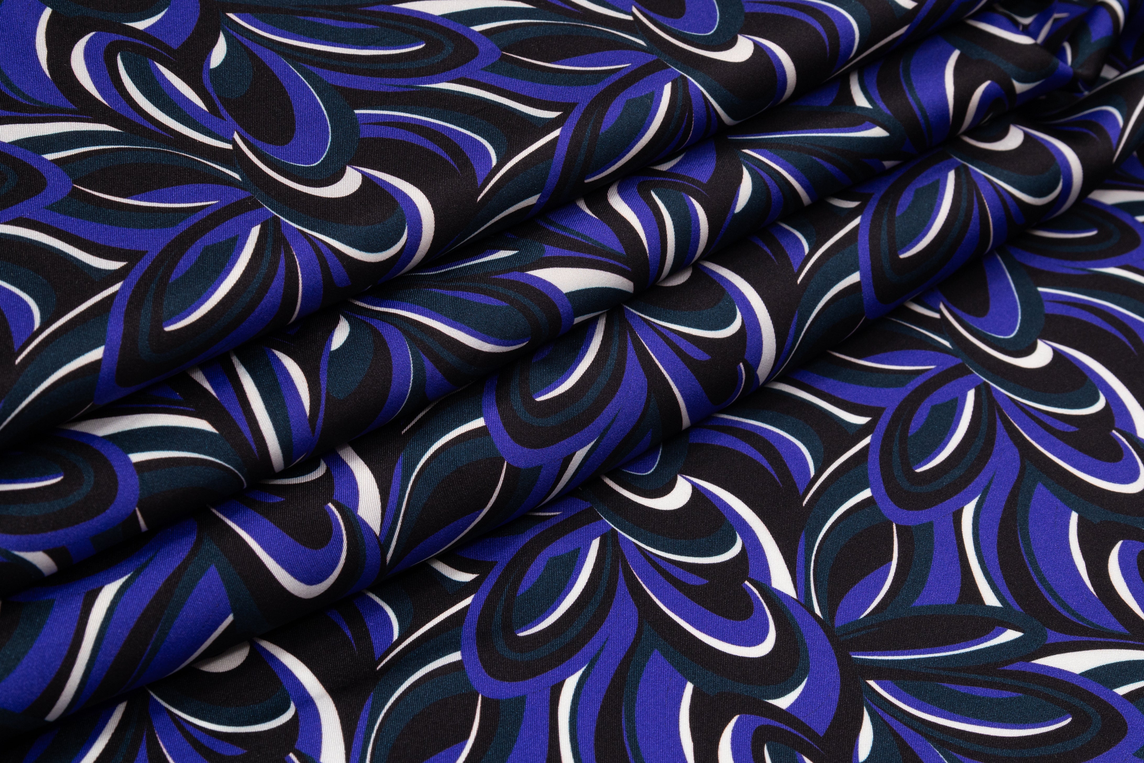 Abstract Italian Silk Twill - Purple / Teal Green
