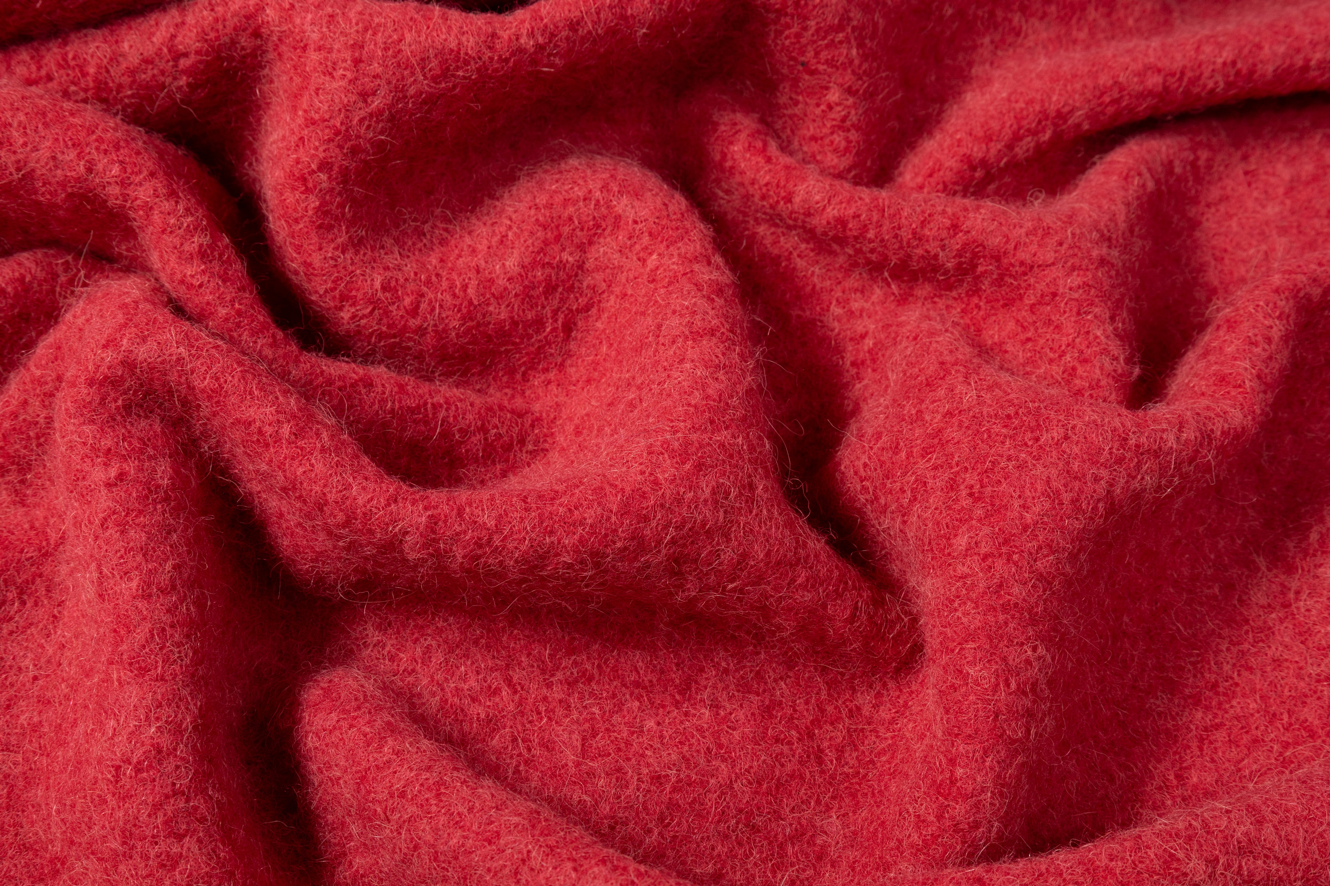Italian Wool Mohair Coating - Coral Red