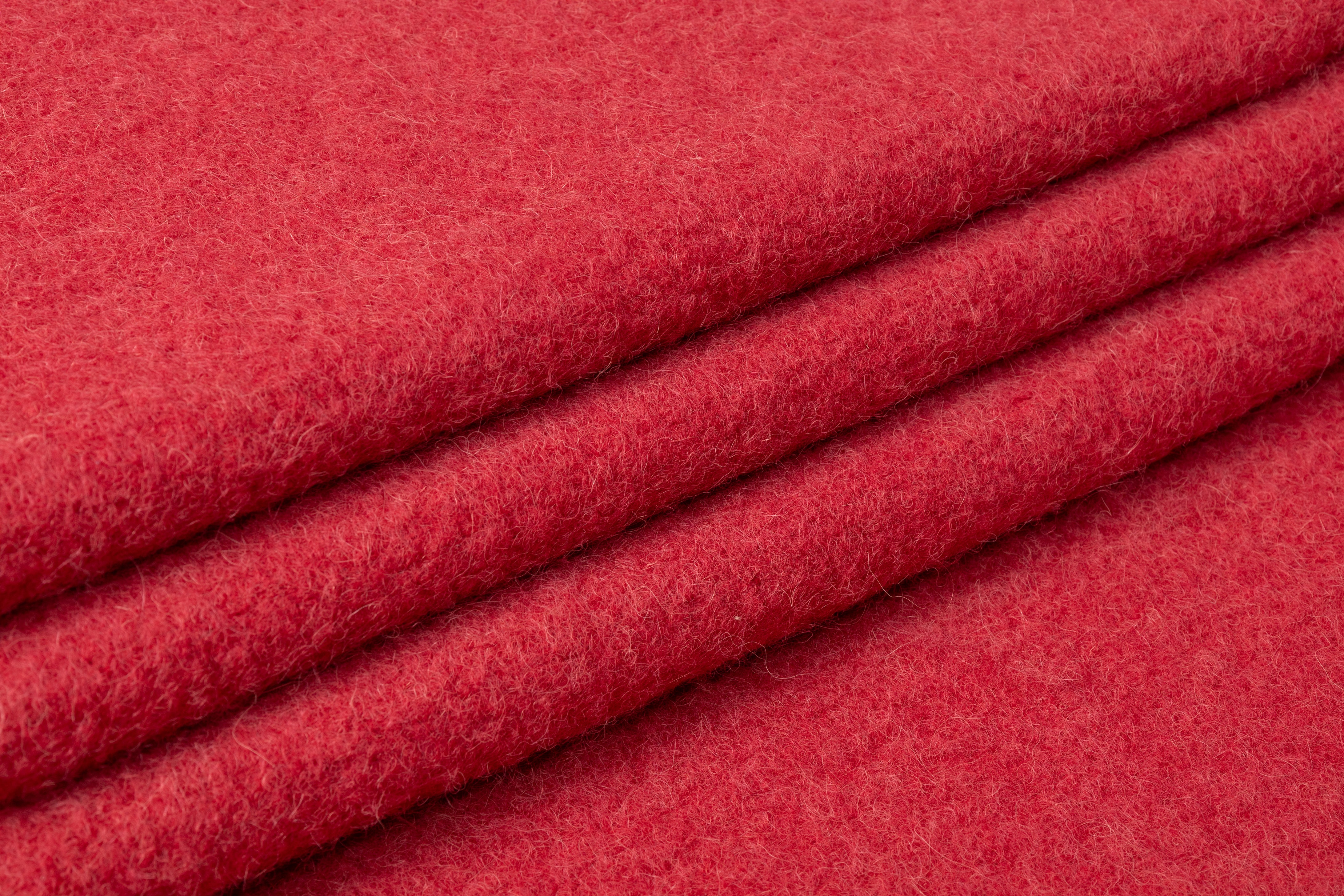 Italian Wool Mohair Coating - Coral Red