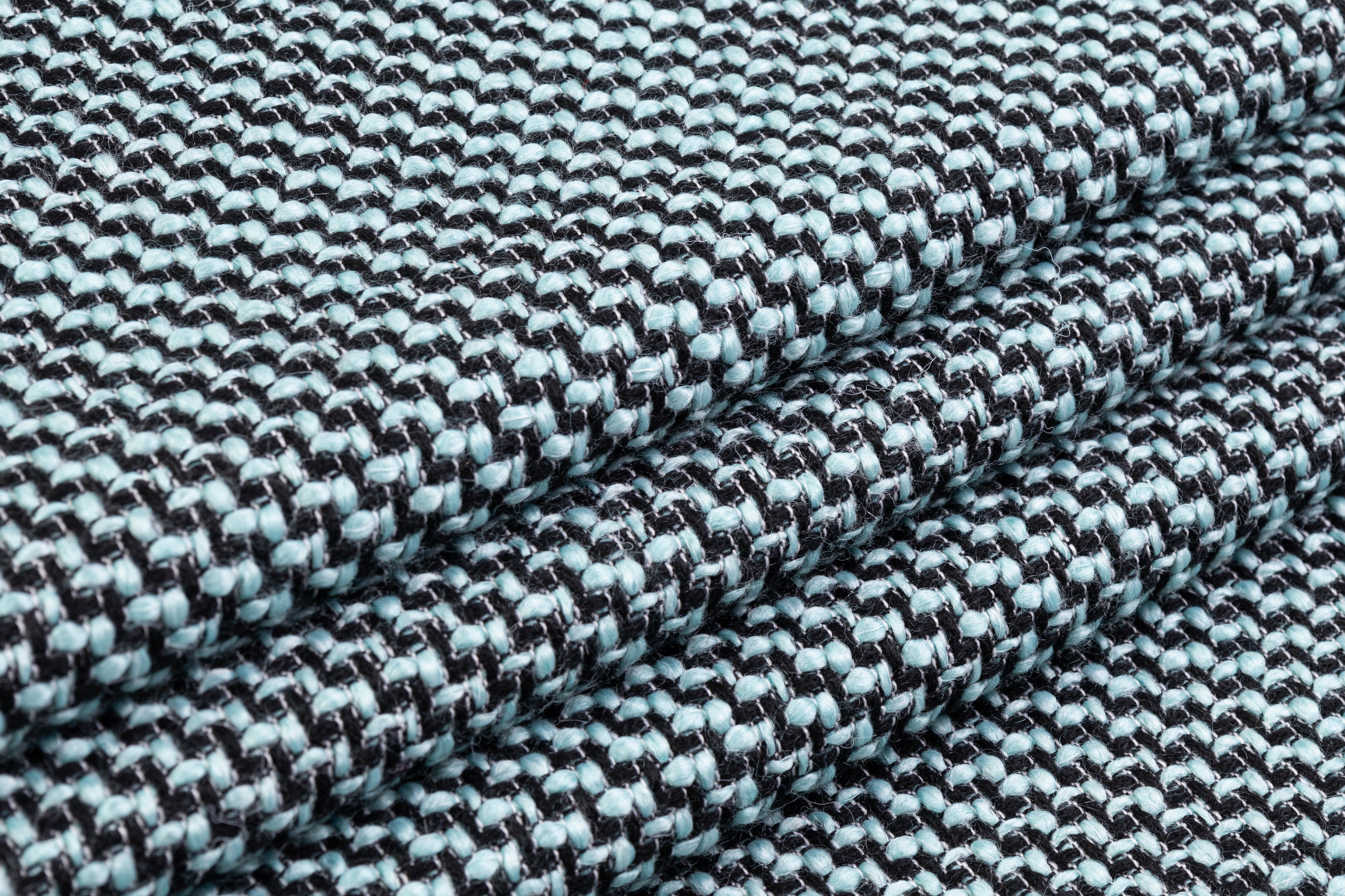 Italian Wool Cotton Blend Tweed - Blue / Black