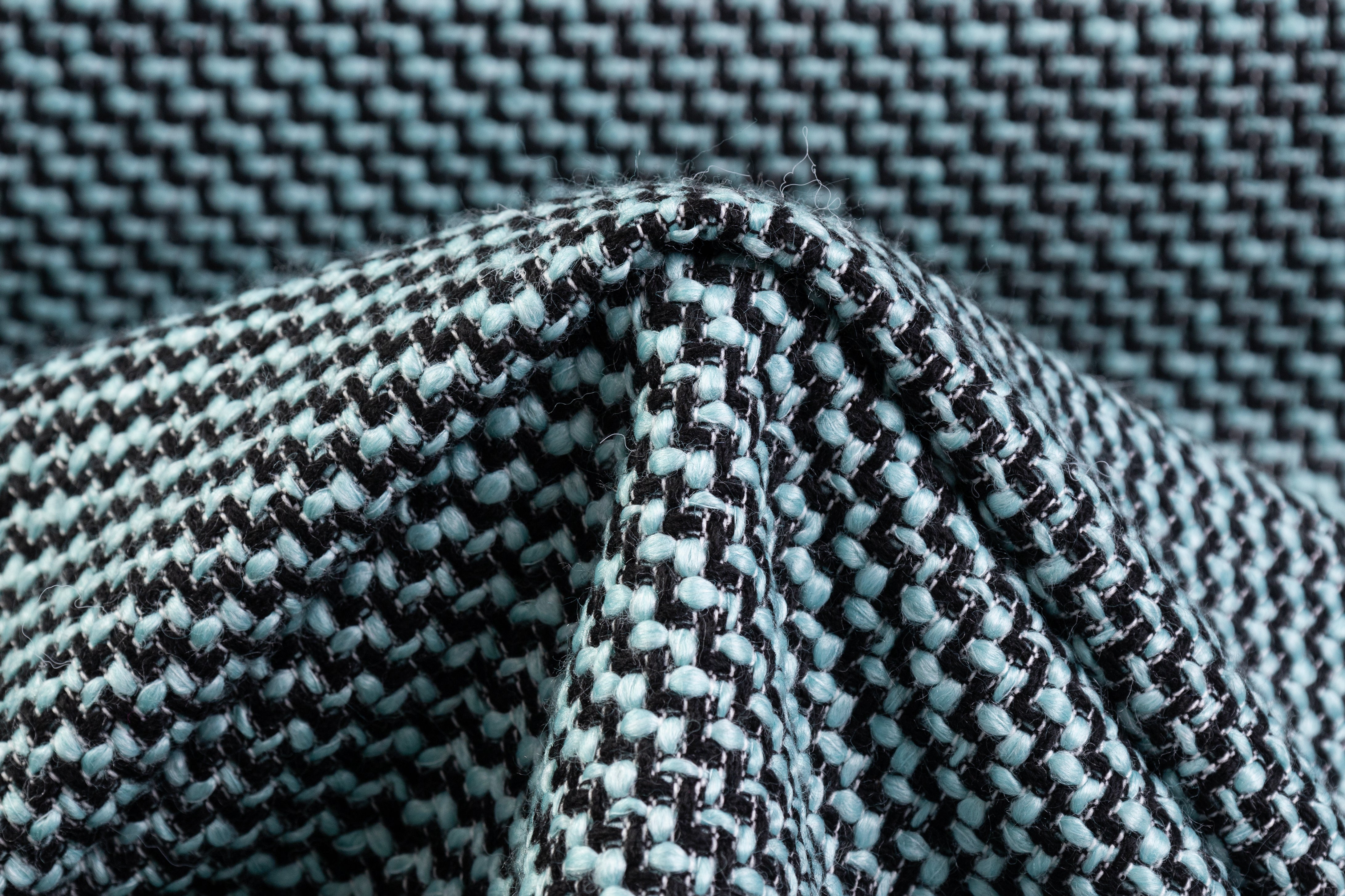 Italian Wool Cotton Blend Tweed - Blue / Black