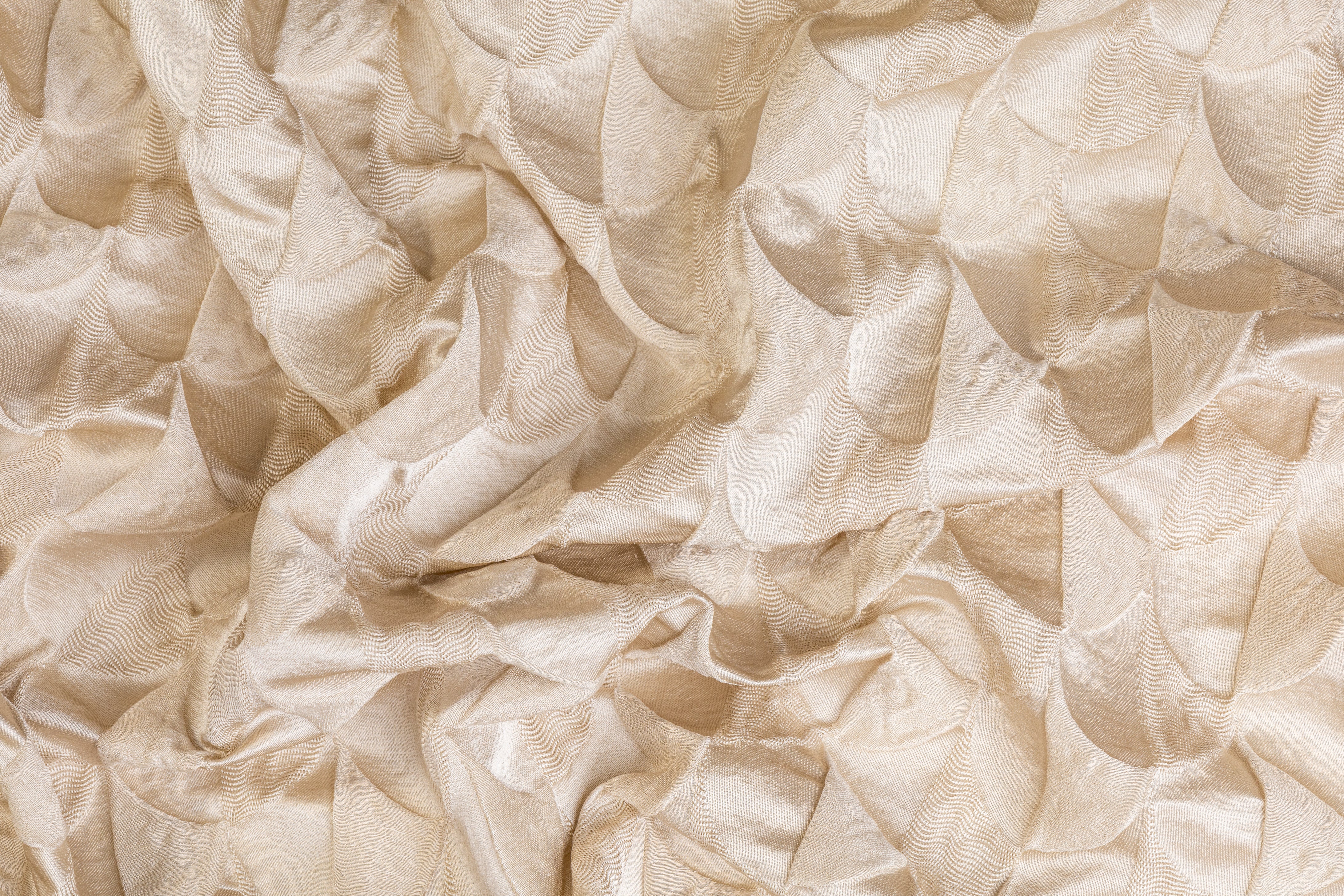 Textured Silk Viscose Brocade - Beige
