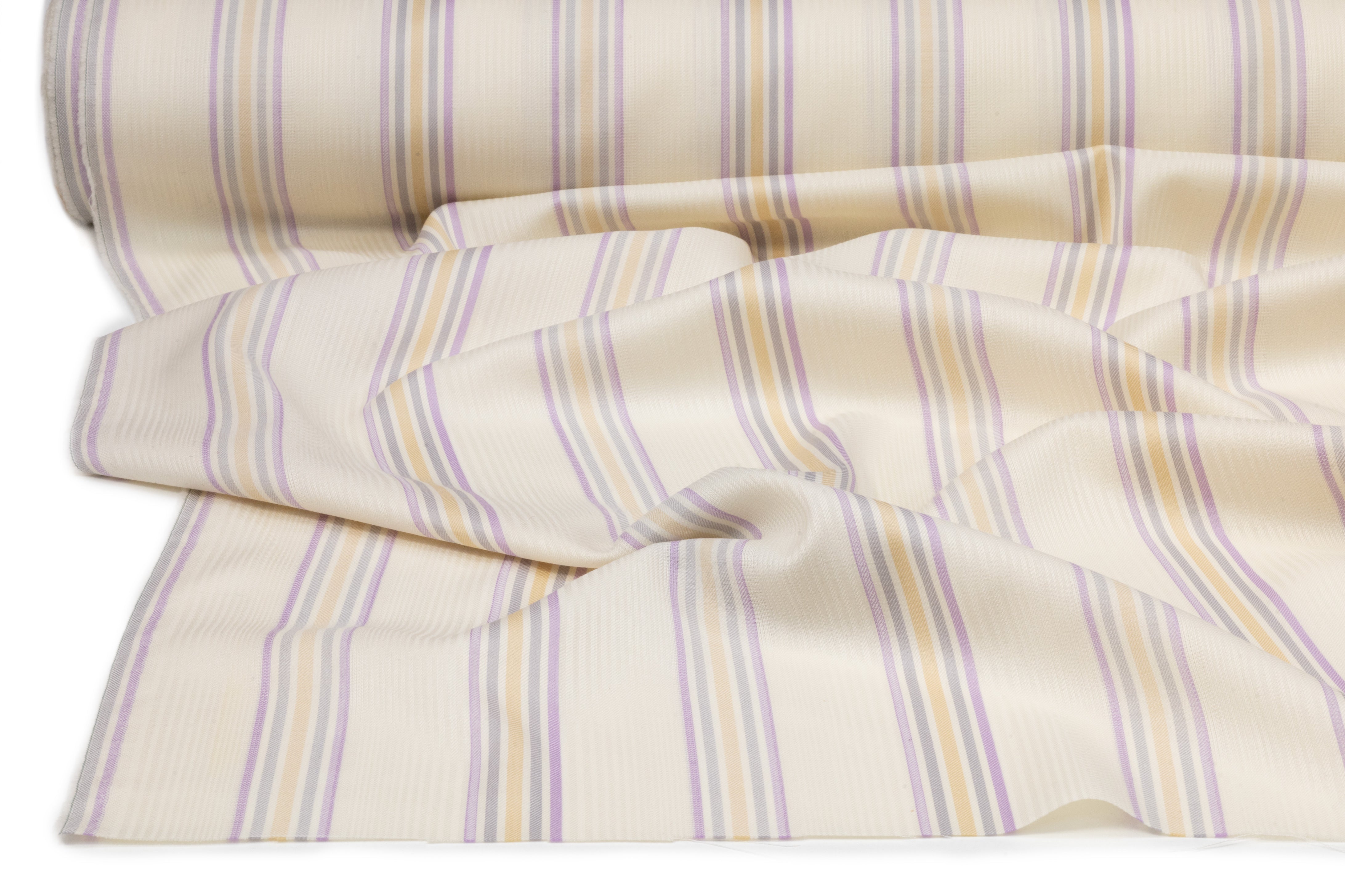 Striped Italian Wool Suiting - Ivory / Lavender / Beige