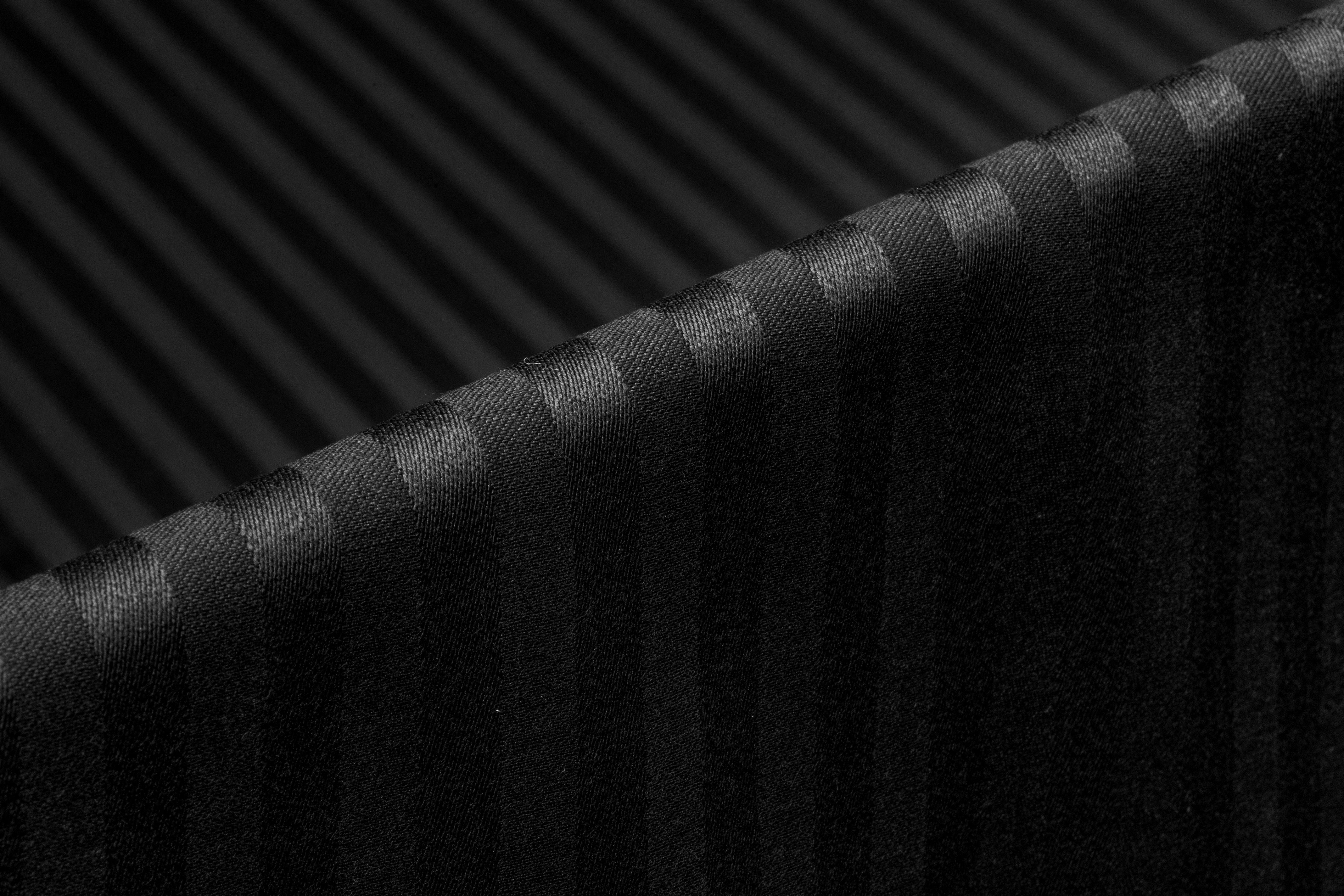 Striped Italian Wool Suiting - Black