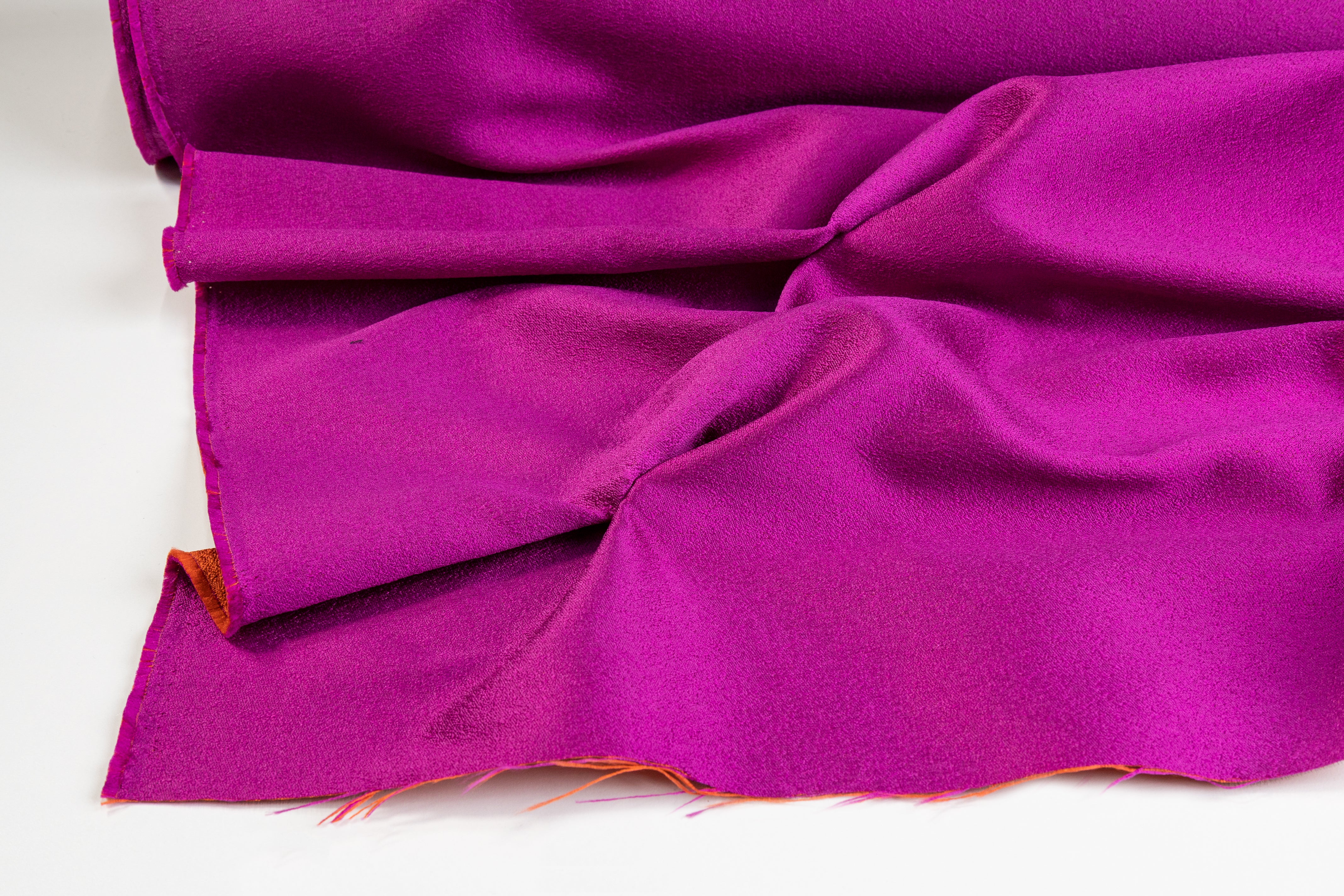 Double Faced Pebble Crepe - Burned Orange / Fuchsia