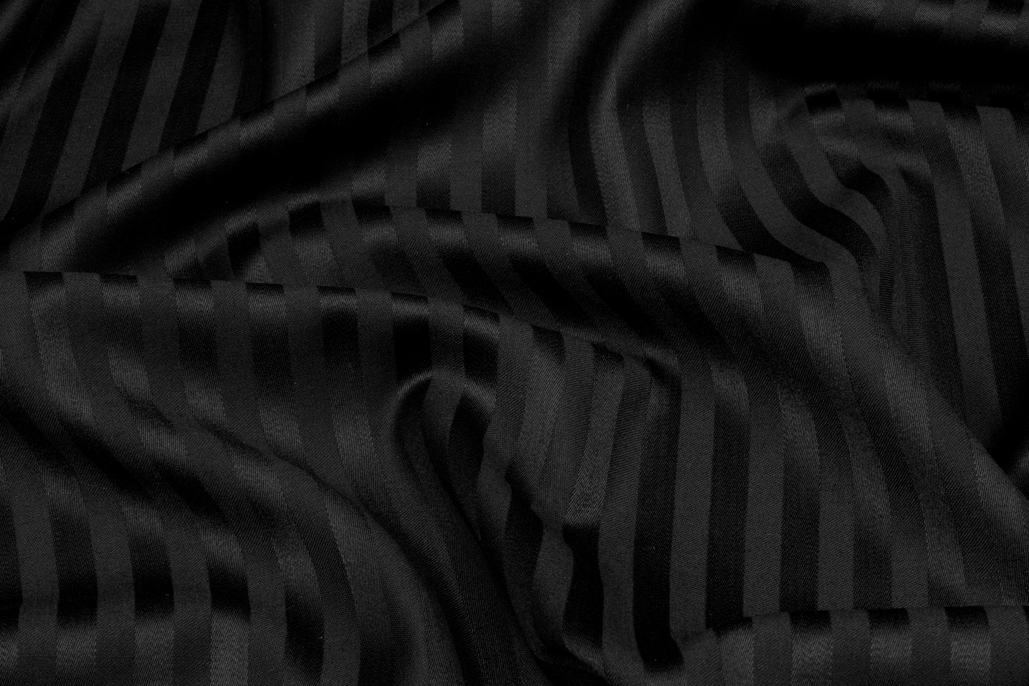 Striped Italian Wool Suiting - Black