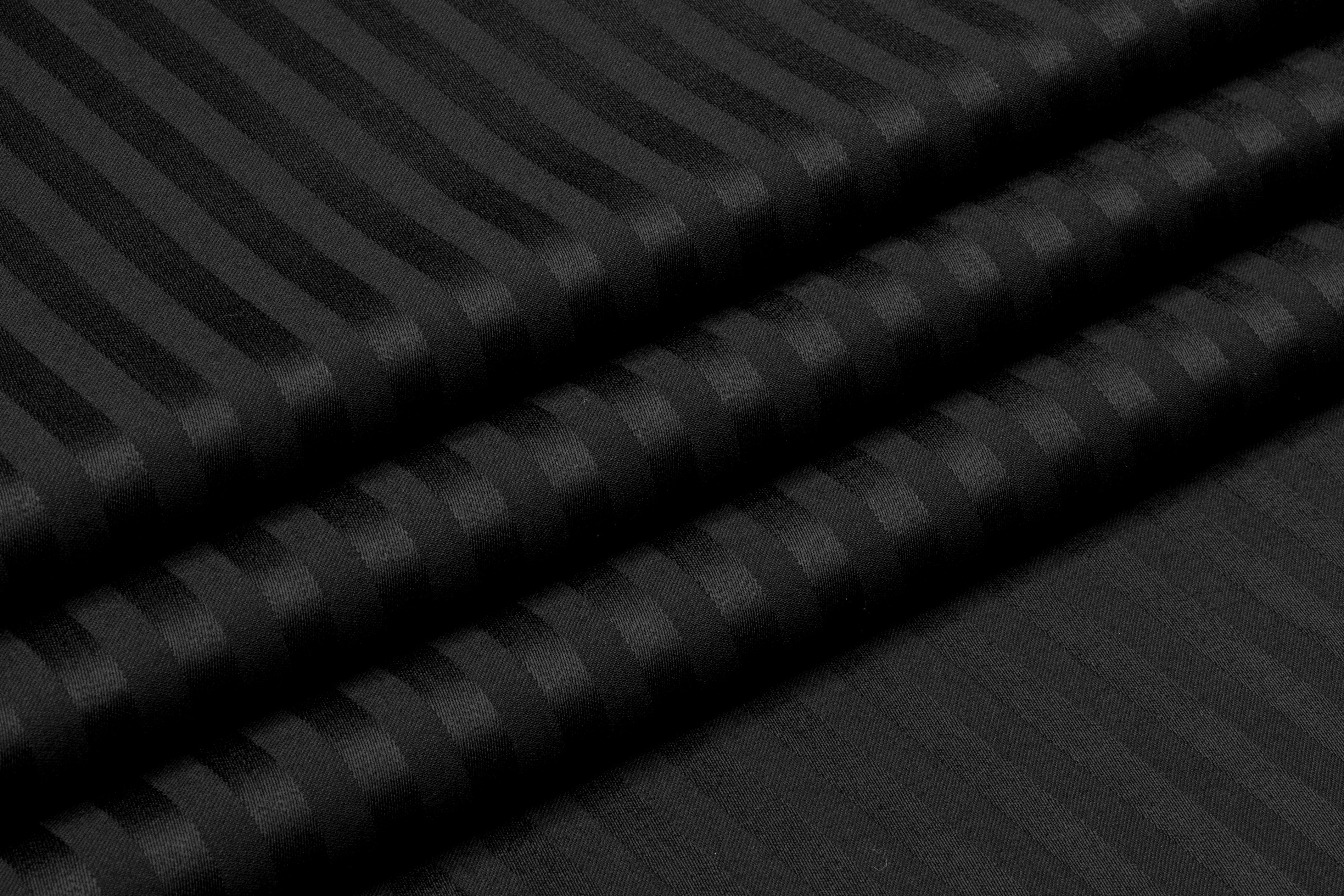 Striped Italian Wool Suiting - Black
