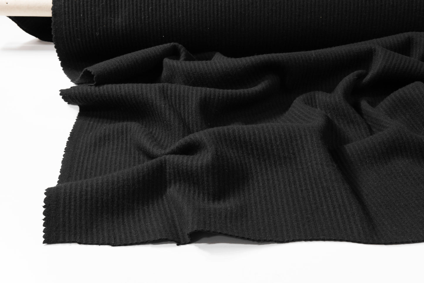 Ribbed Italian Wool Nylon Coating - Black
