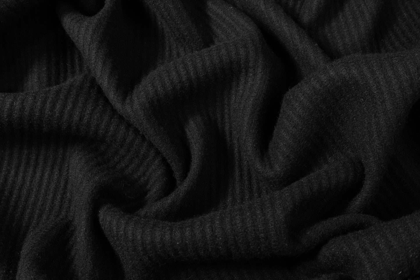 Ribbed Italian Wool Nylon Coating - Black