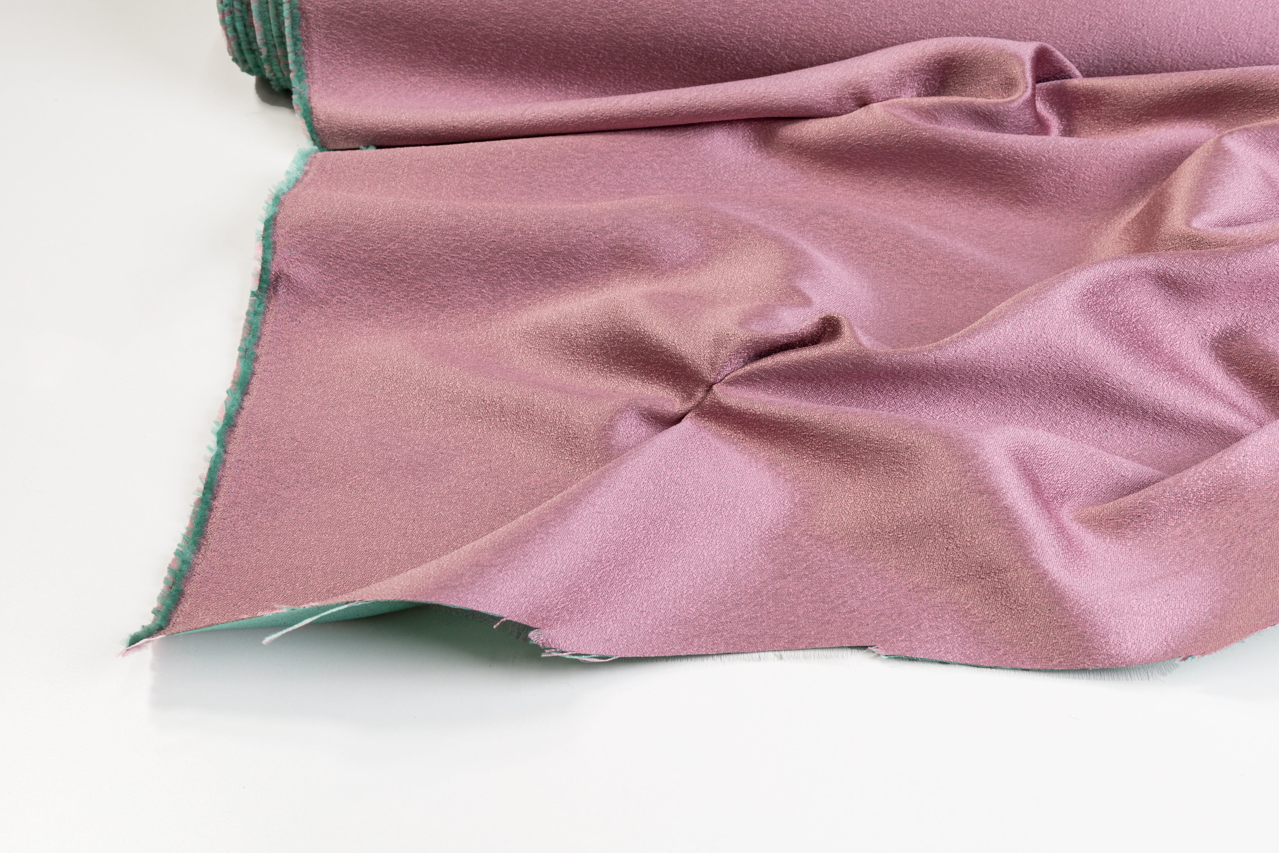 Double Faced Pebble Crepe - Mint / Dusty Rose