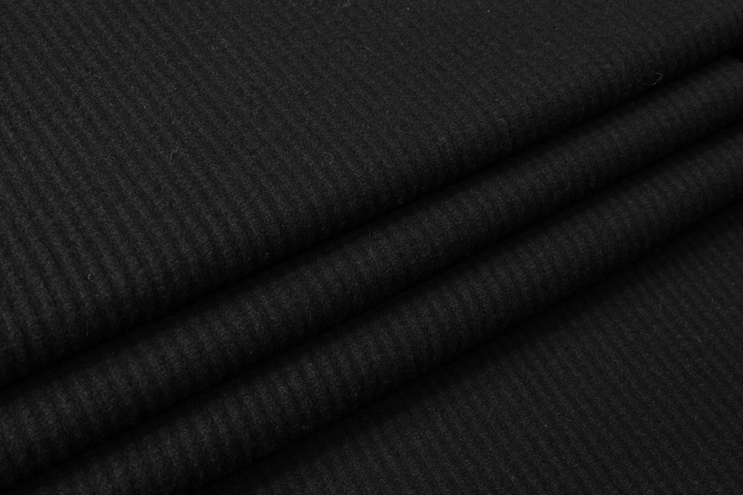 Ribbed Italian Wool Nylon Coating - Black
