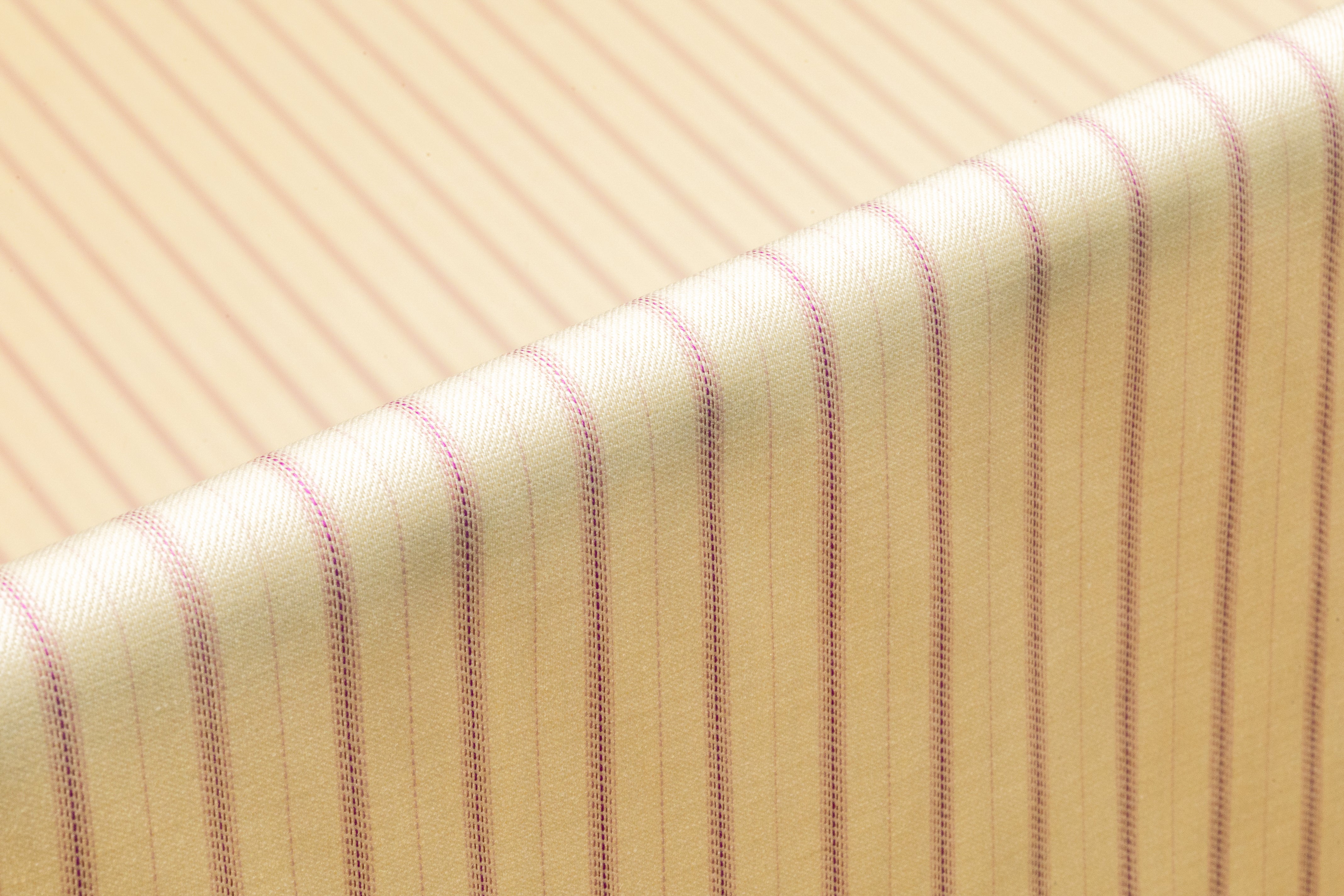 Striped Italian Wool Suiting - Butter Yellow / Rose Pink