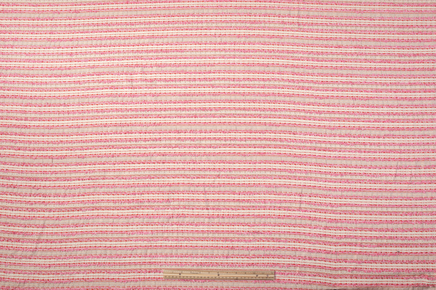 Metallic Italian Cotton Blend Tweed - Pink / White / Red / Gold