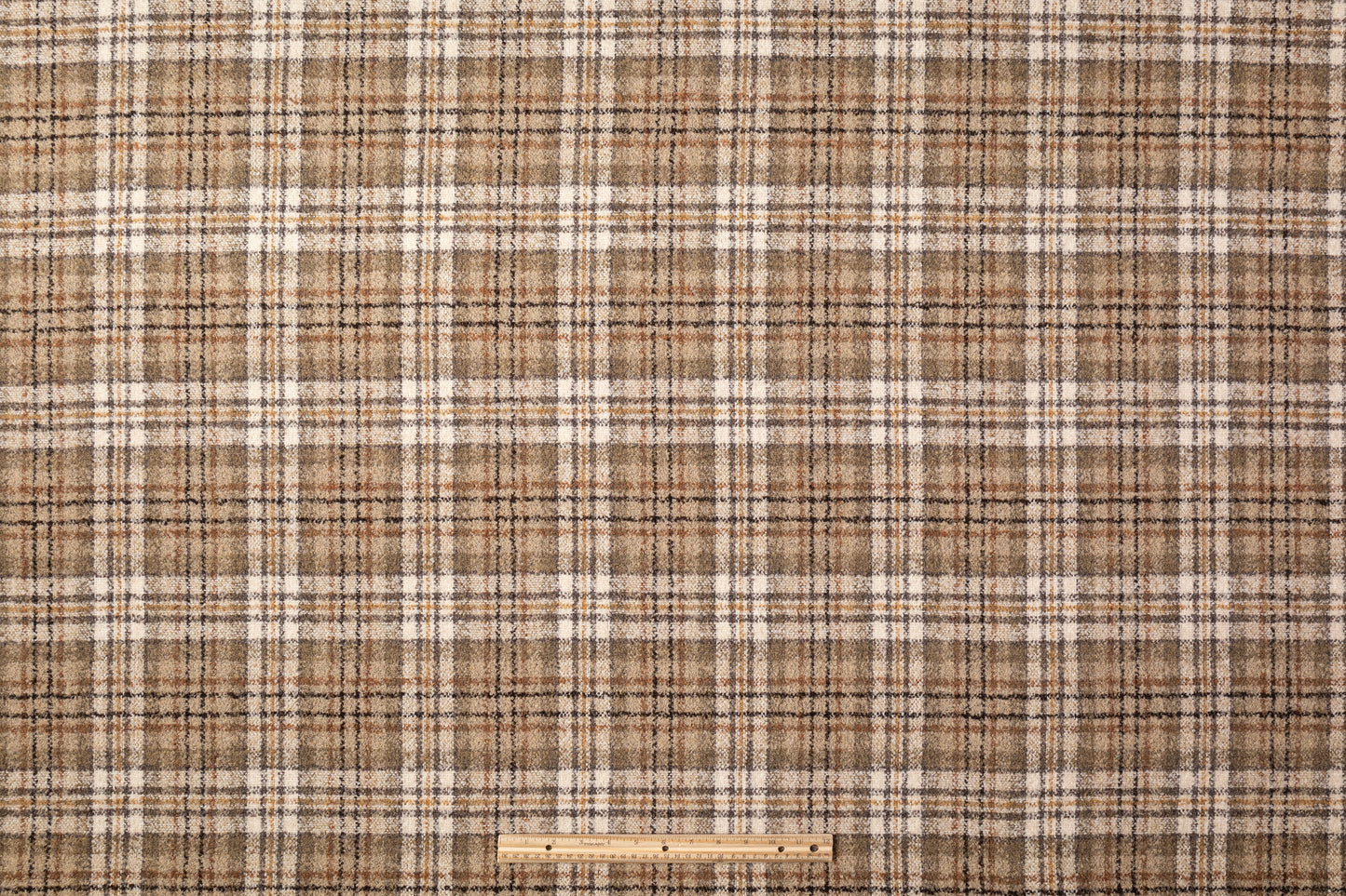Plaid Italian Poly Wool Tweed Boucle - Tan
