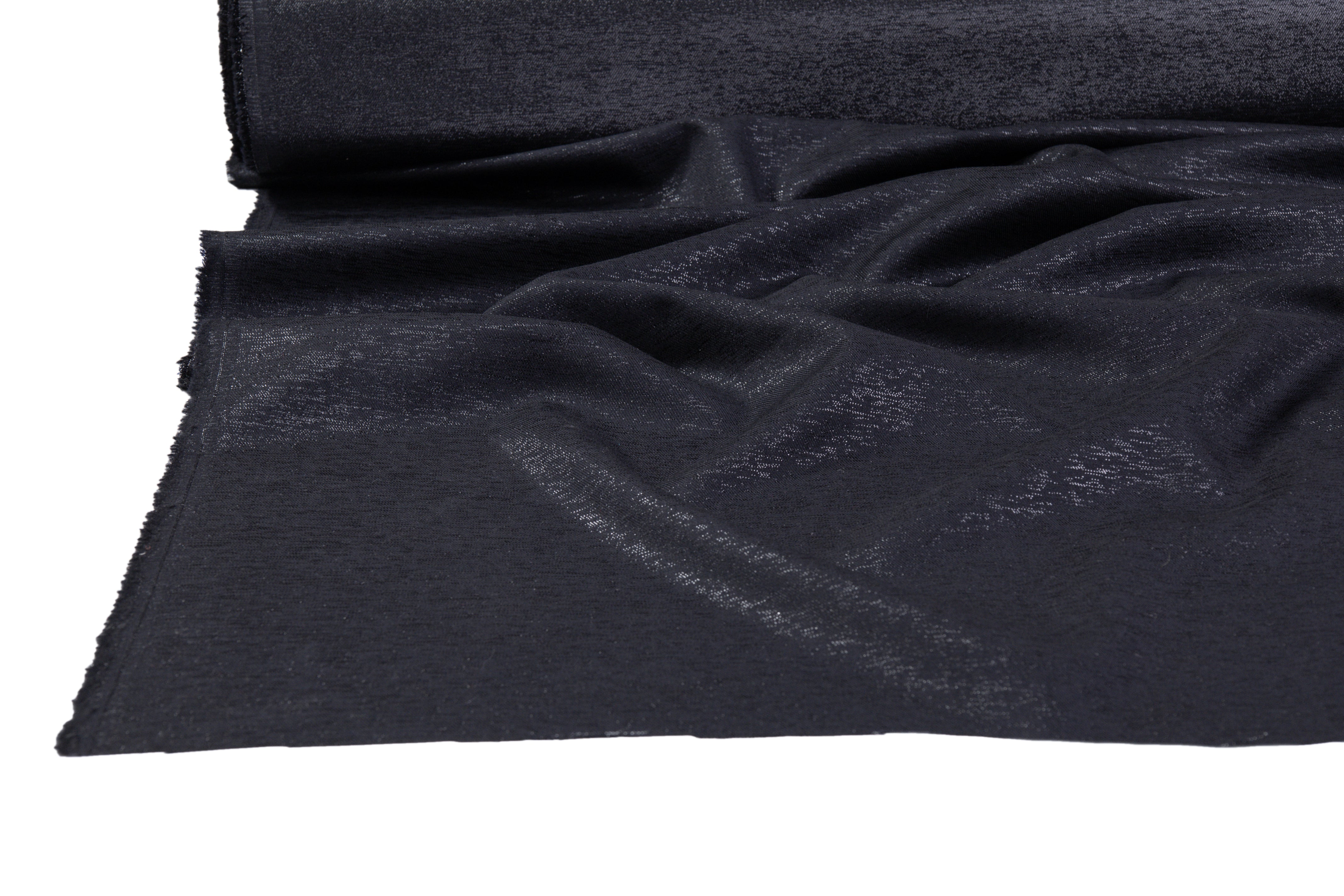 Metallic Italian Wool Suiting - Black / Navy