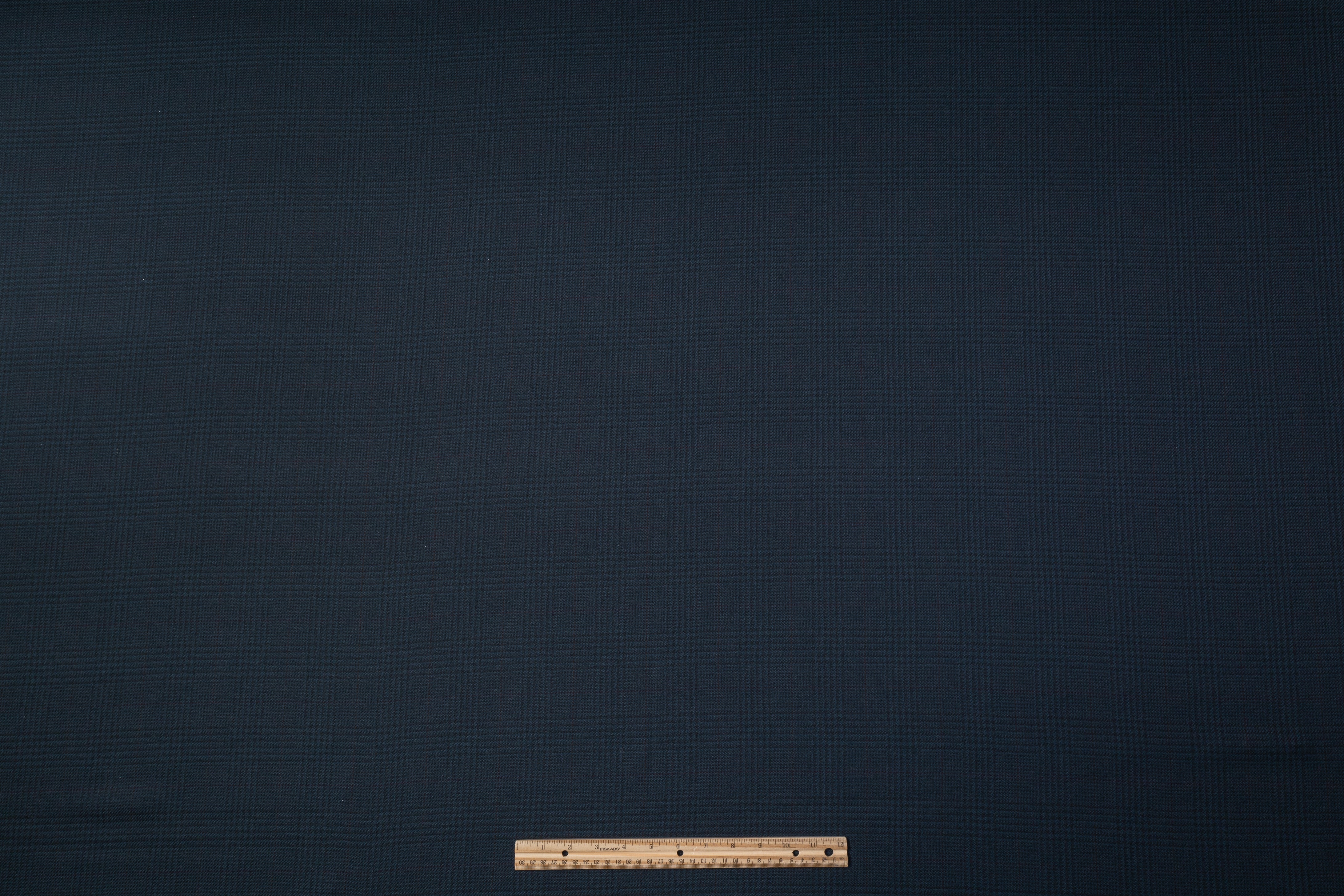 Subtle Checked Italian Wool Nylon Suiting - Dark Teal