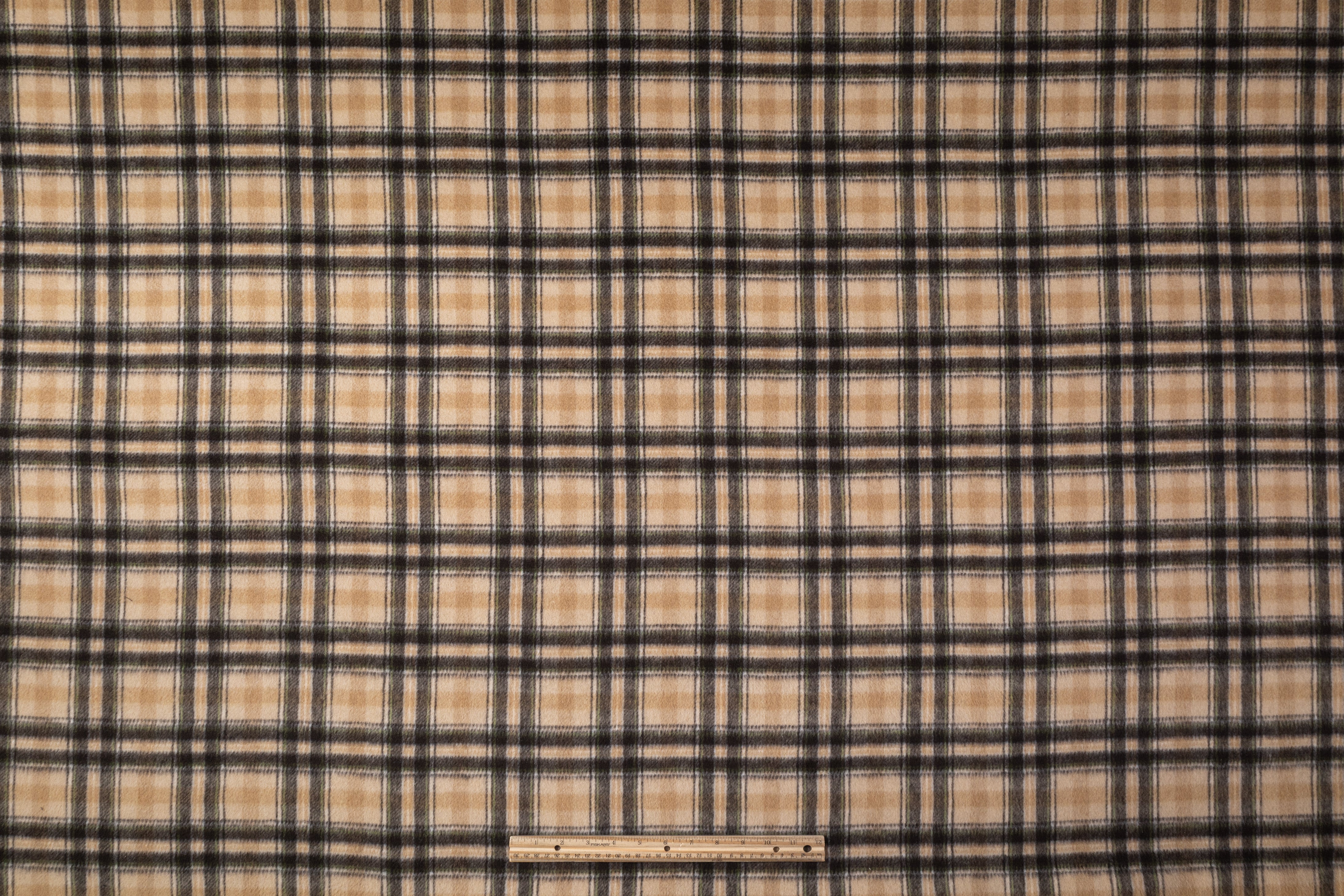 Double Faced Italian Poly Wool Coating - Tan / Brown / Green