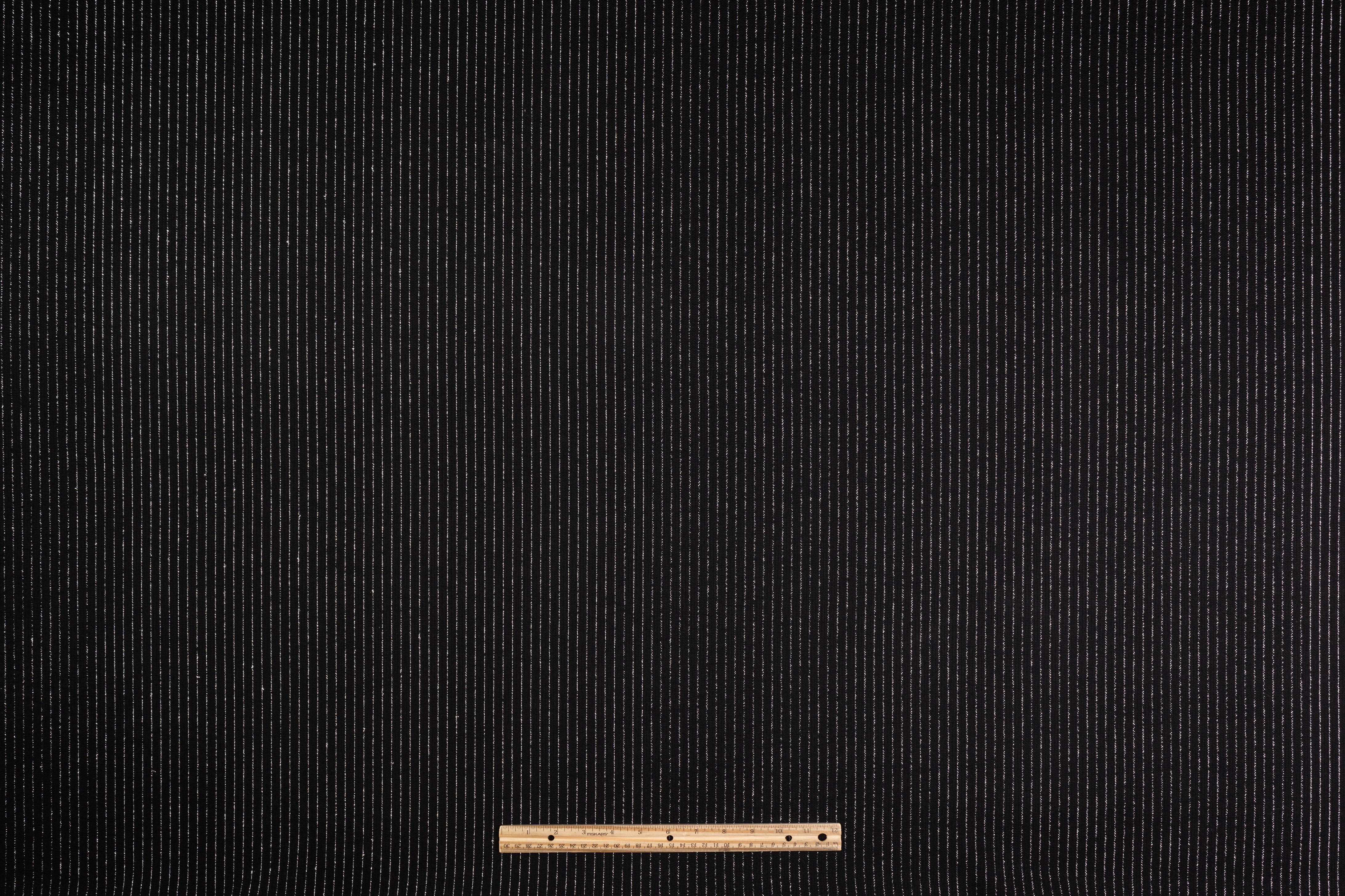 Metallic Striped Italian Wool Crepe - Black / Silver