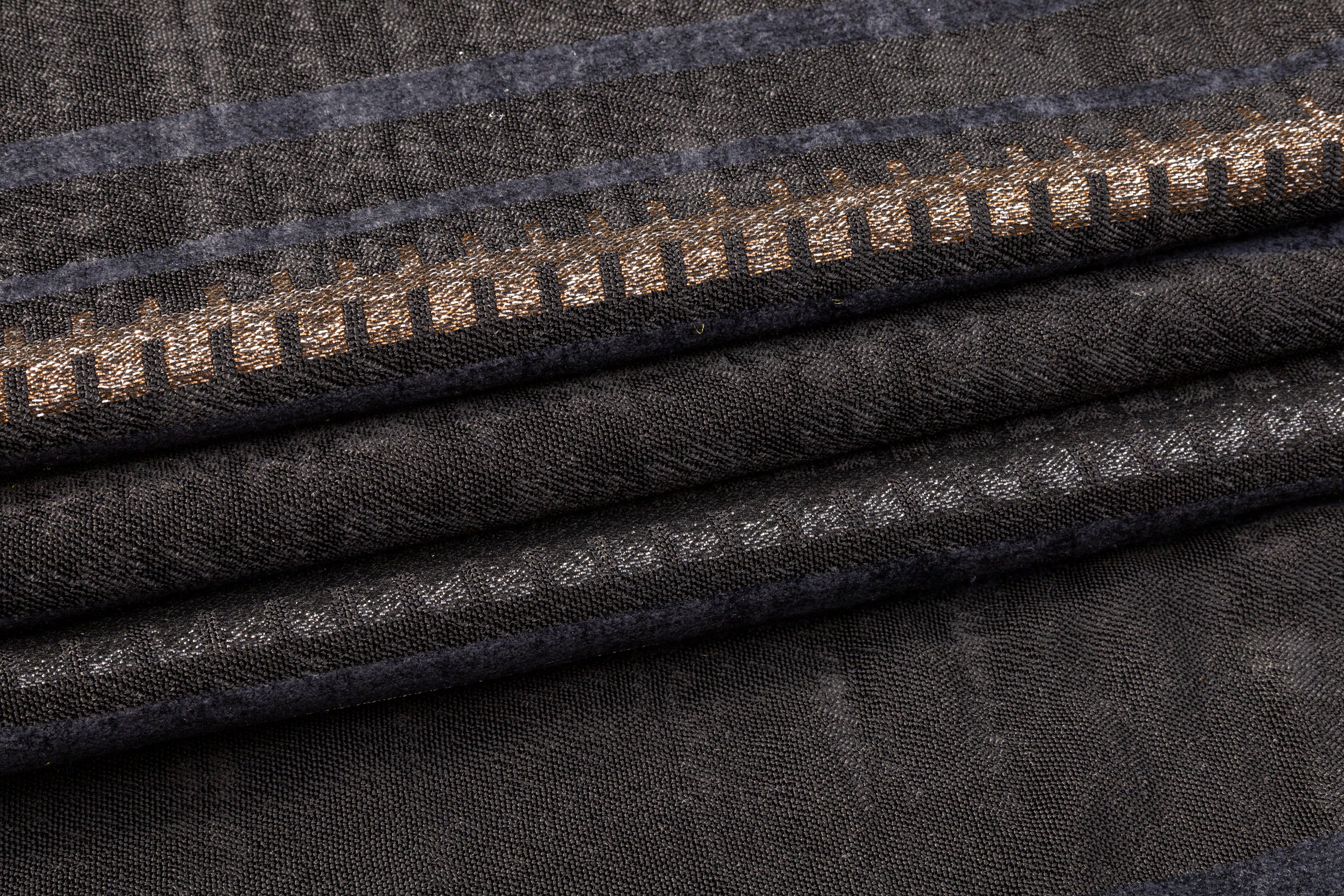 Metallic Chenille Novelty Jacquard - Navy / Black